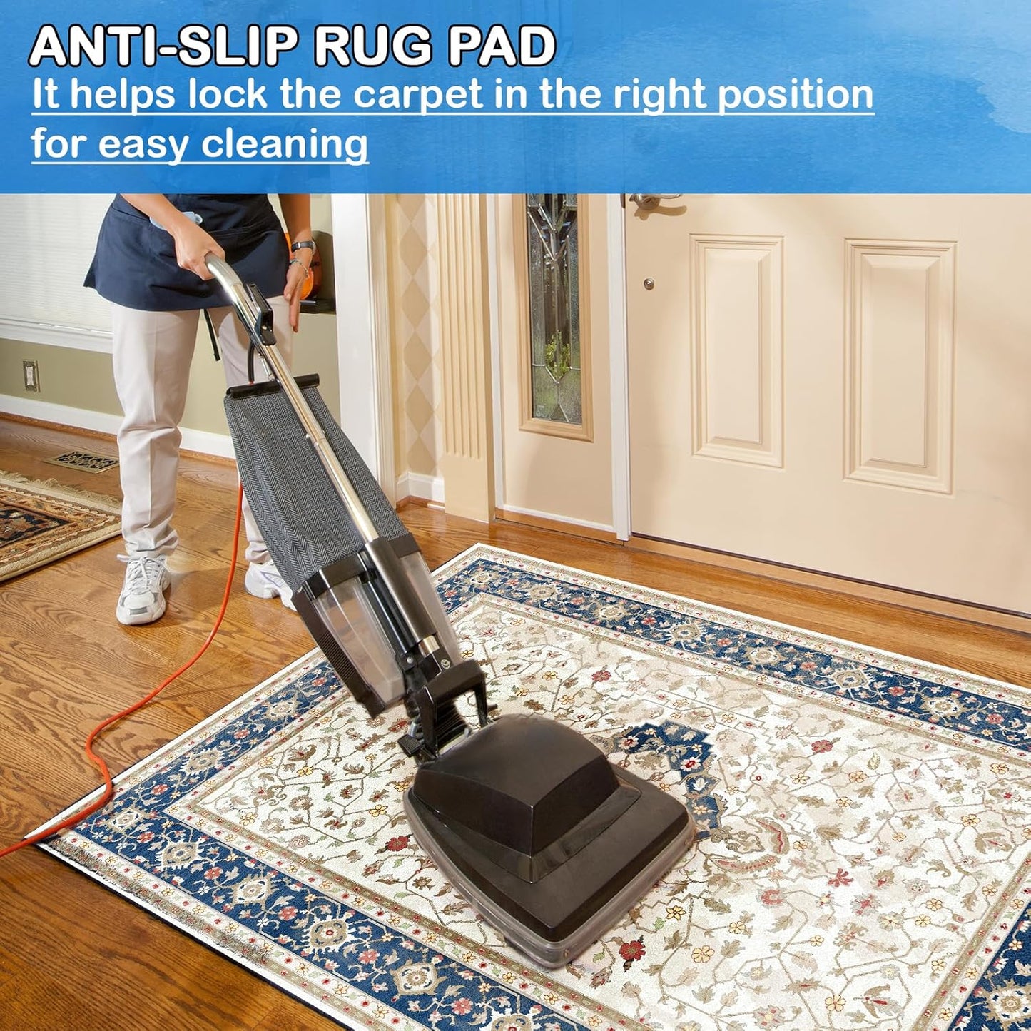 Non-Slip Rug Pads 2 x 10ft, 100% Waterproof Extra Large Area Rugs Non Skid Rug Pad for All Floors and Finishes Durable Hardwood Floor Protective Felt Keeps Rugs in Place, Safe and Secure