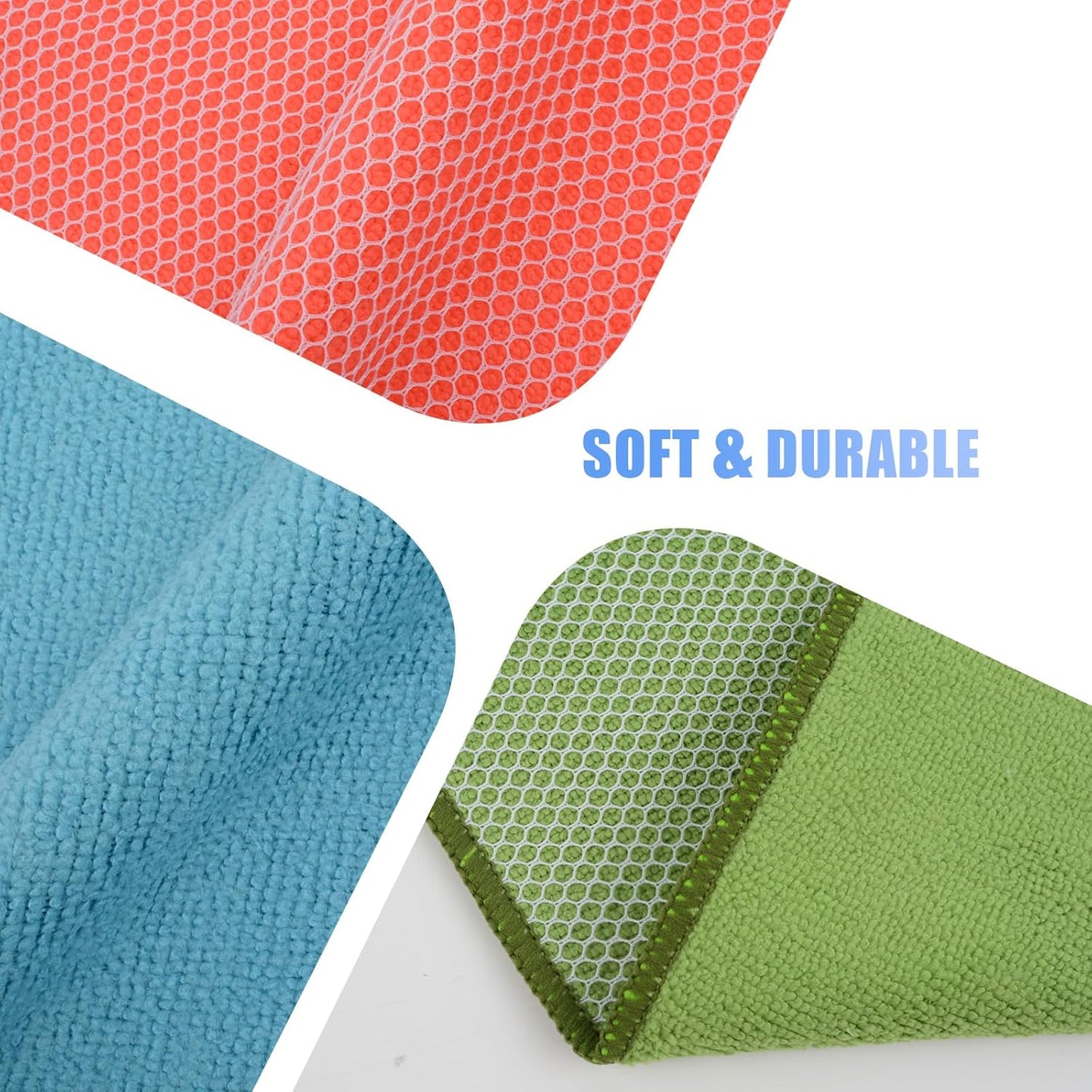 KinHwa Kitchen Washcloths for Dishes Absorbent Microfiber Dish Cloths Quick Dry Dish Rags with Poly Scour Scrub Side Ideal for Kitchen Cleaning (Mixing Colors #1, 12inchx12inch 9 Pack)