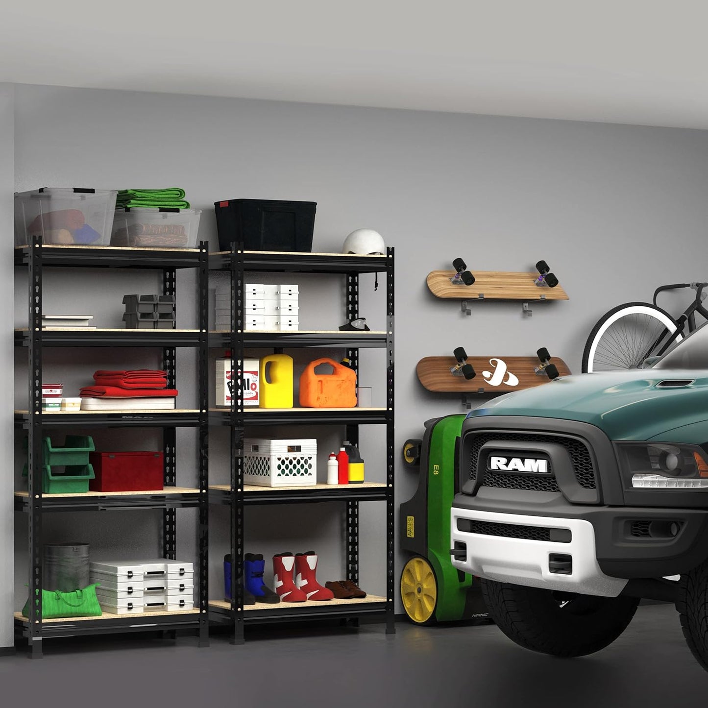 PrimeZone Storage Shelves 5 Tier Adjustable Garage Storage Shelving, Heavy Duty Metal Storage Utility Rack Shelf Unit for Warehouse Pantry Closet Kitchen, 28" x 12" x 59", Black, 6 Packs