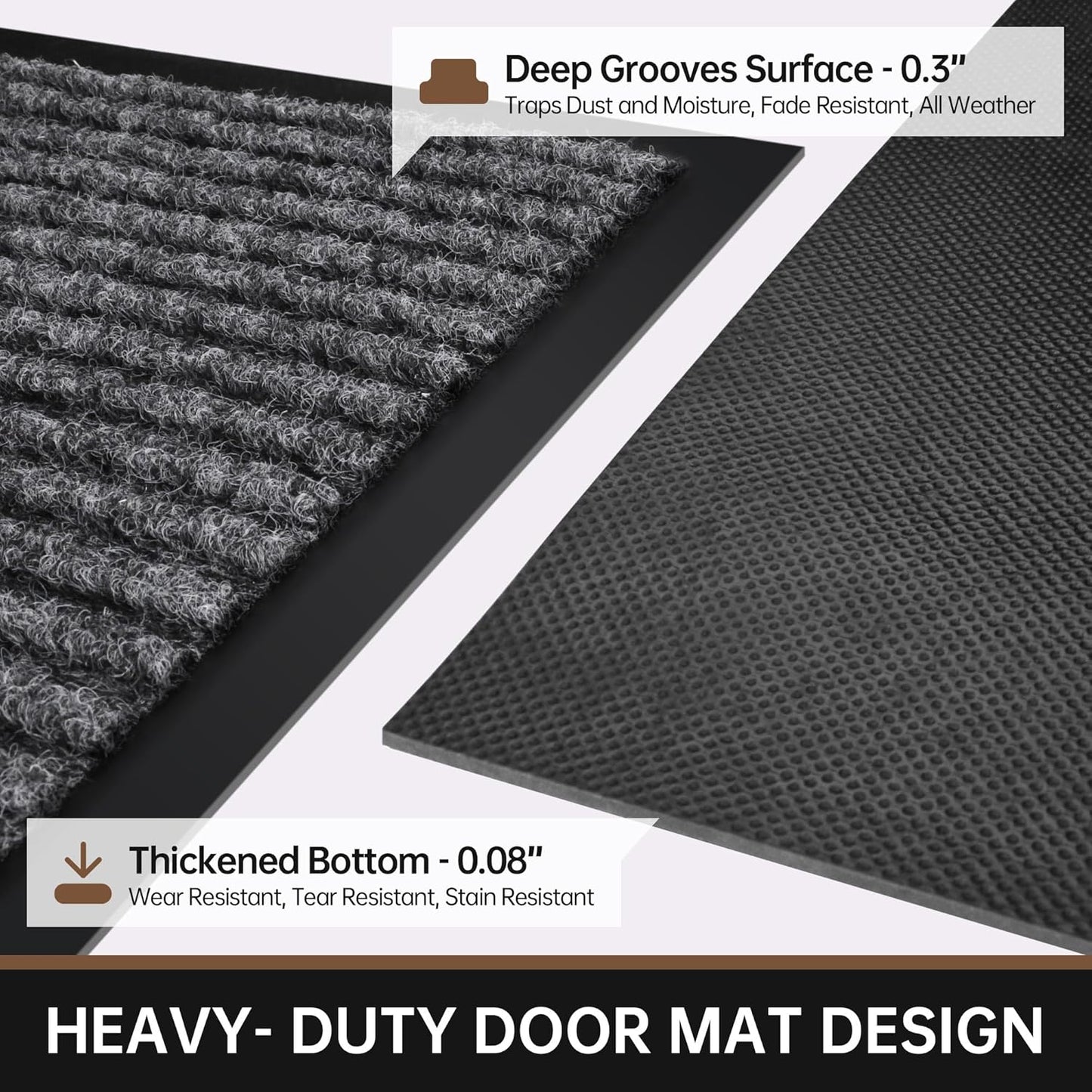 Front Door Mat, 72" x 48" Heavy Duty Indoor Outdoor Doormat, Non-Slip Welcome Mats for Entryway, Rubber Backing Low Profile Commercial Door Mats