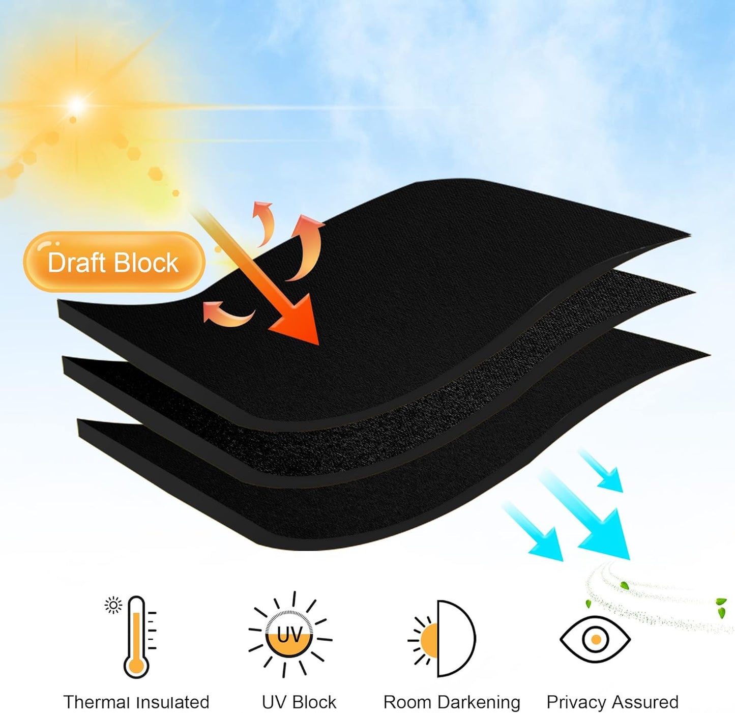 RYB HOME Small Window Curtains - Blackout Insualting Privacy Curtains for Kids Bedroom Kitchen Bathroom Basement Cafe Cabinet Tiers Drapes, 34 Width x 24 Length, 2 Panels, Black