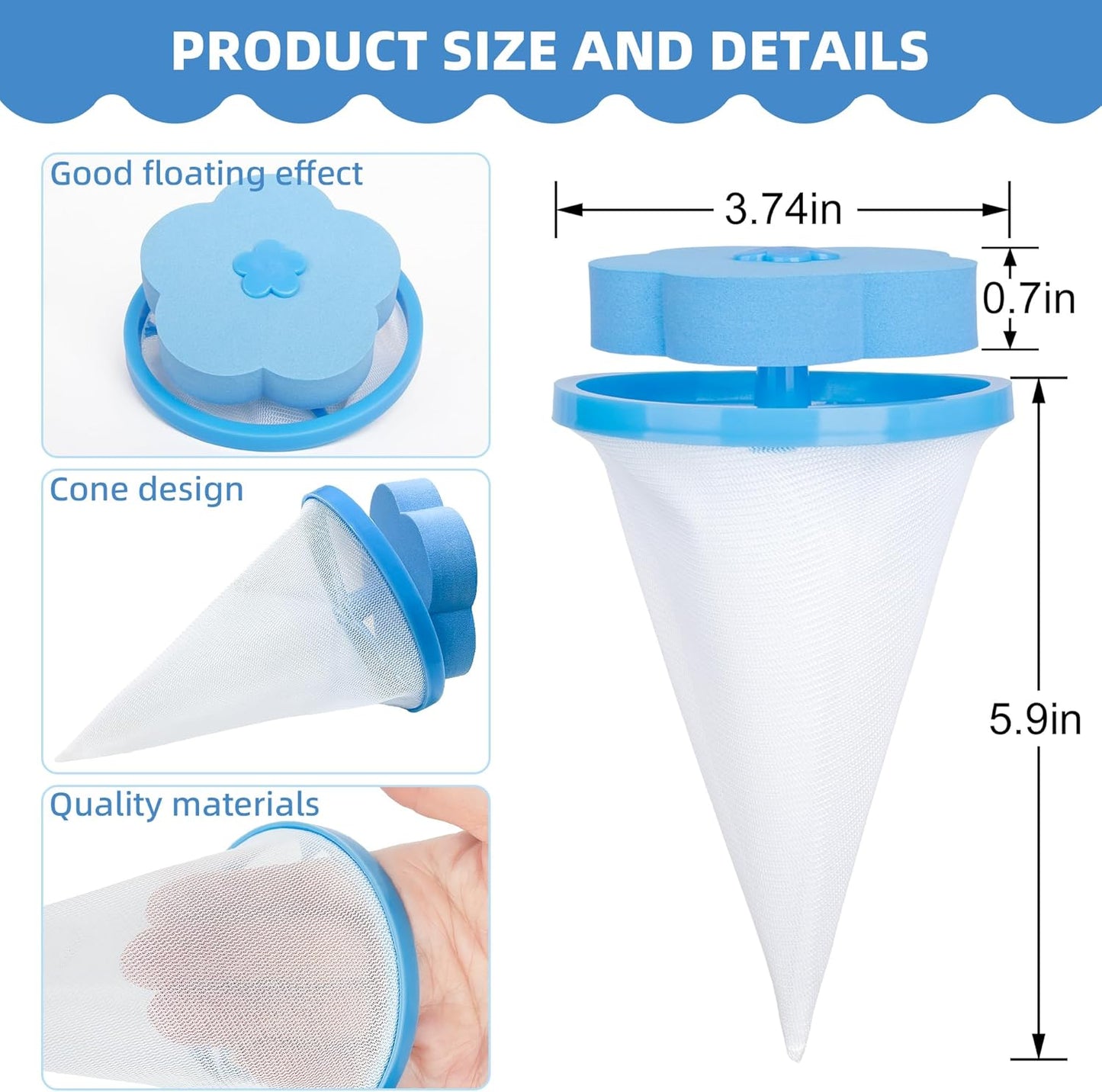 Pet Hair Remover for Laundry,Lint Catcher for Laundry,Washing Machine Floating Lint Mesh Bag,Reusable Household Hair Filter Washer Lint Trap Net Pouch 4 Pieces