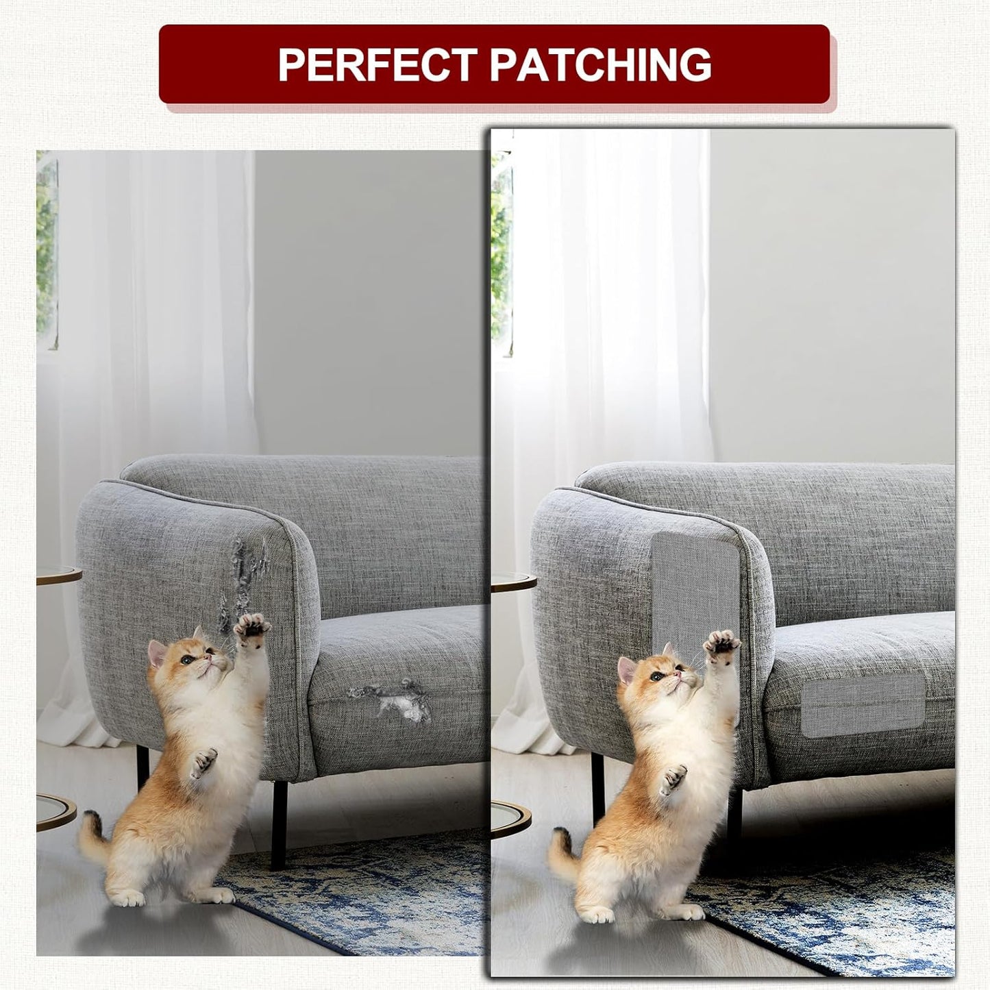 Linen Repair Tape 16x90 inch, Self Adhesive Fabric Patches, Linen Patch Tape Kit, Fabric Repair Tape for Couch Sofas, Headboards, Chairs, Pillows, Curtains, Couches - Blue