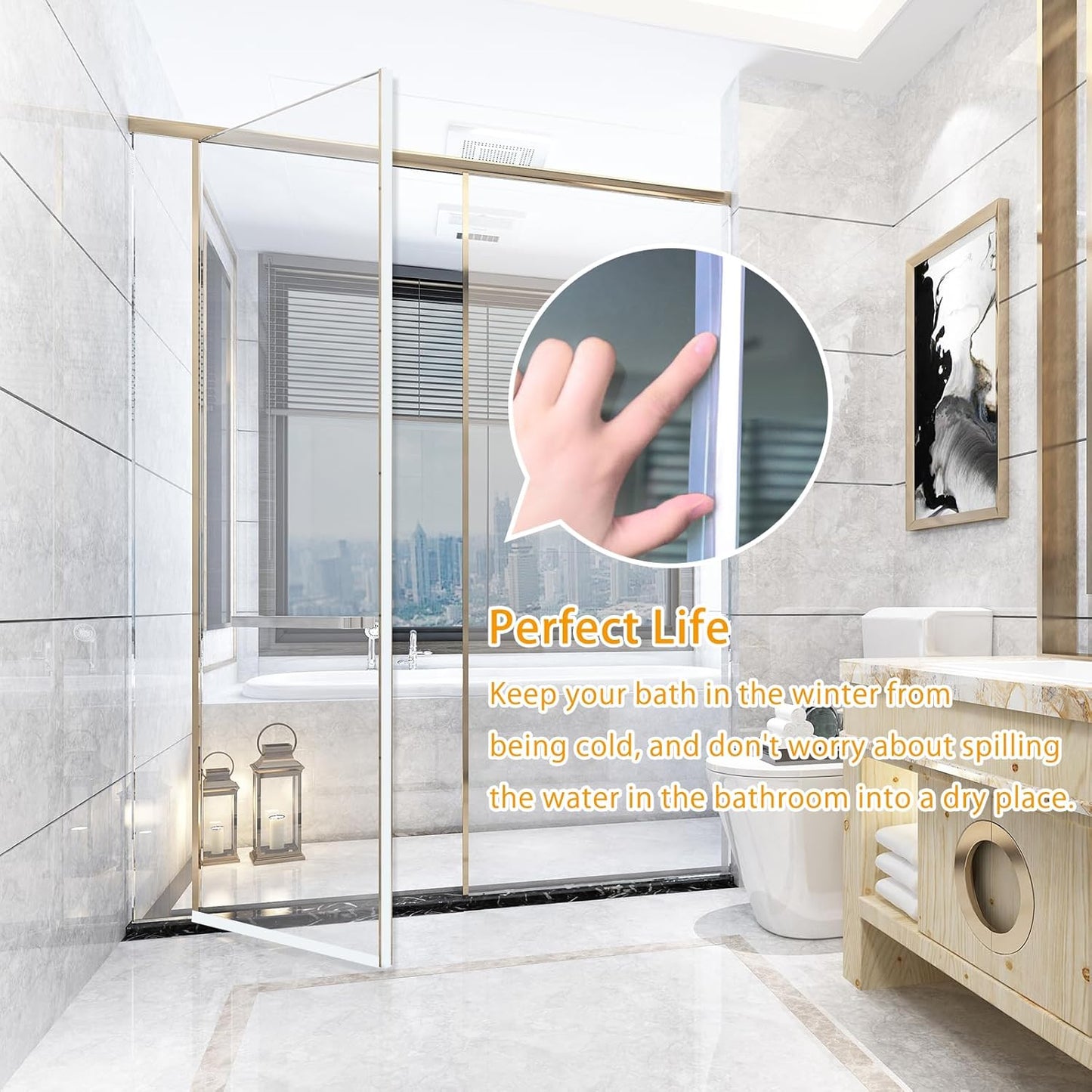 Door Weather Stripping Doors Seal Strip, 26 FT Silicone Sealing Tape for Door Draft Stopper Adhesive for Doors, Windows and Shower Glass Gaps(White, 25mm)