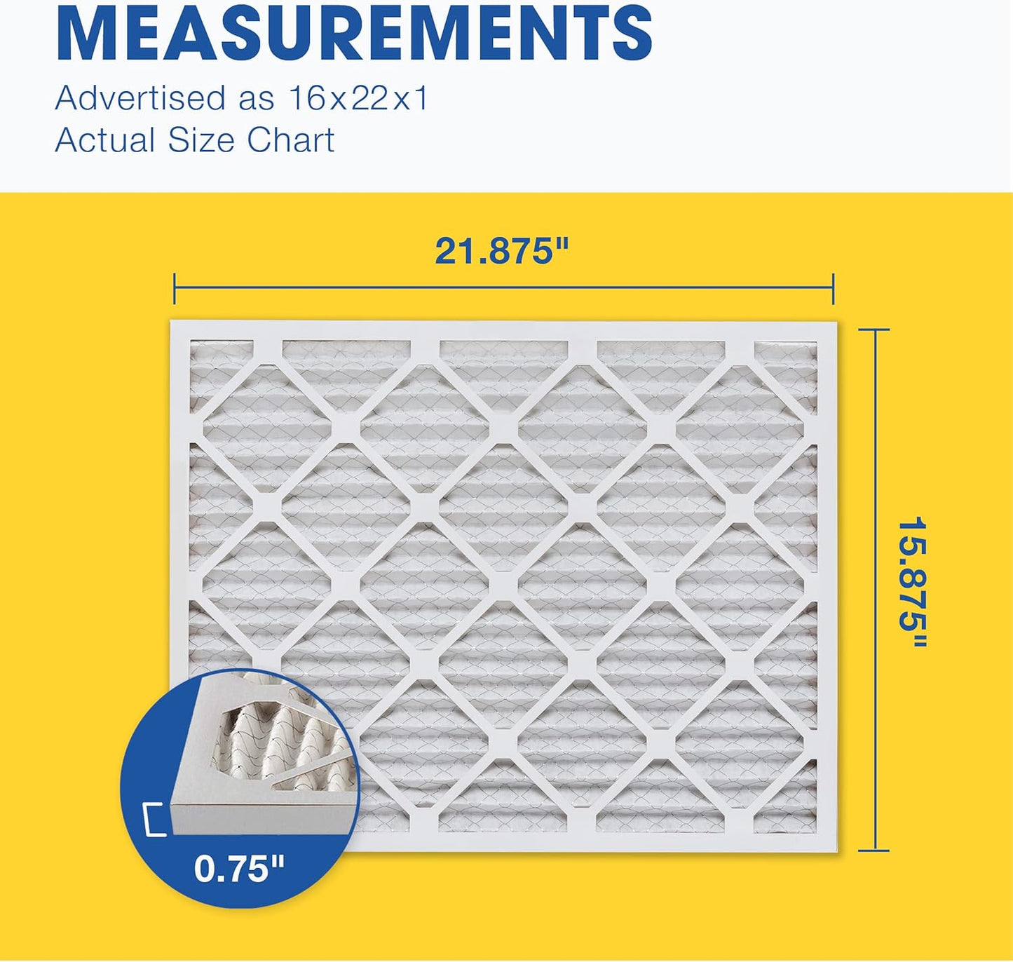 Aerostar 16x22x1 MERV 8 Pleated Air Filter, AC Furnace Air Filter, 6 Pack (Actual Size: 15 7/8" x 21 7/8" x 3/4")