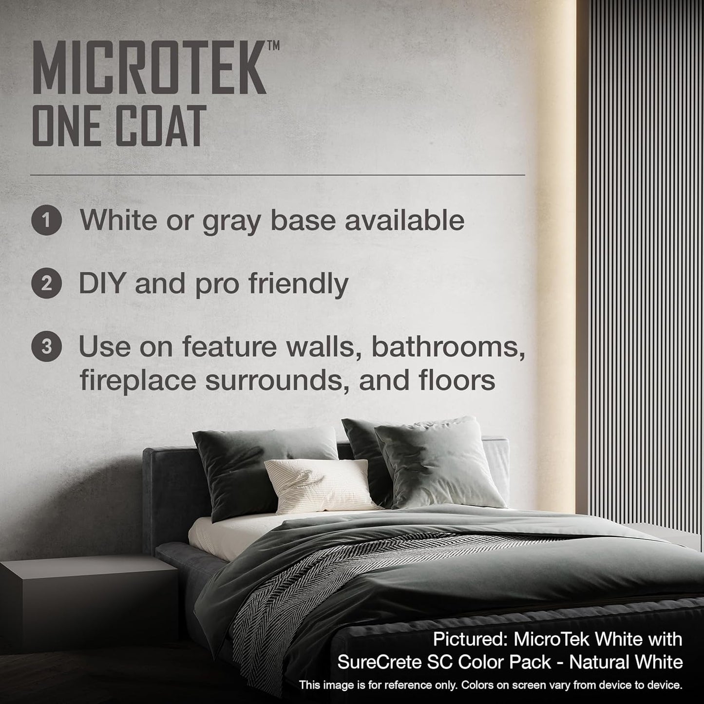 SureCrete MicroTek One Coat | Gray | 40 lb Bag | Microcement Overlay for Interior & Exterior Walls, Bathrooms, Fireplace Surrounds & Floors