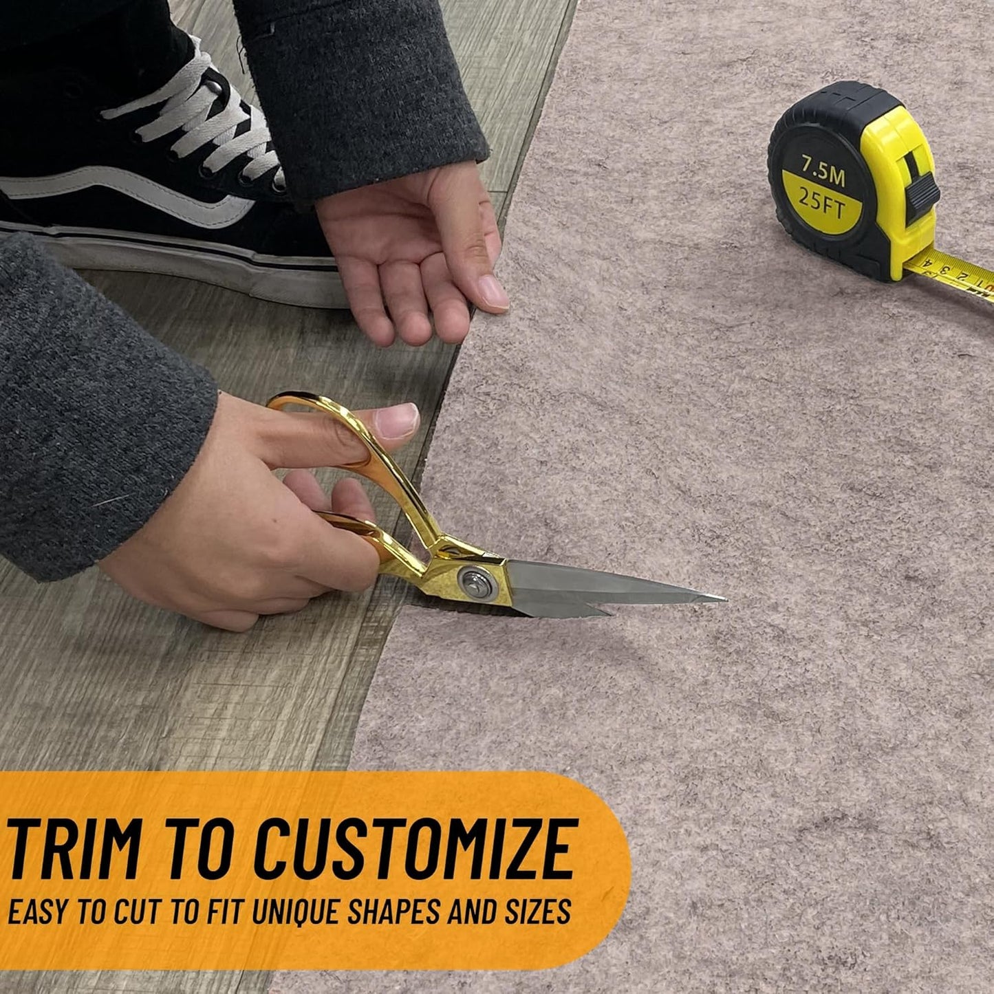 Ottomanson 4' x 8' Non-Slip Rug Pad Gripper 1/4 Inch Thick Dual Surface Felt + Rubber Gripper - Safe for All Floors, Brown