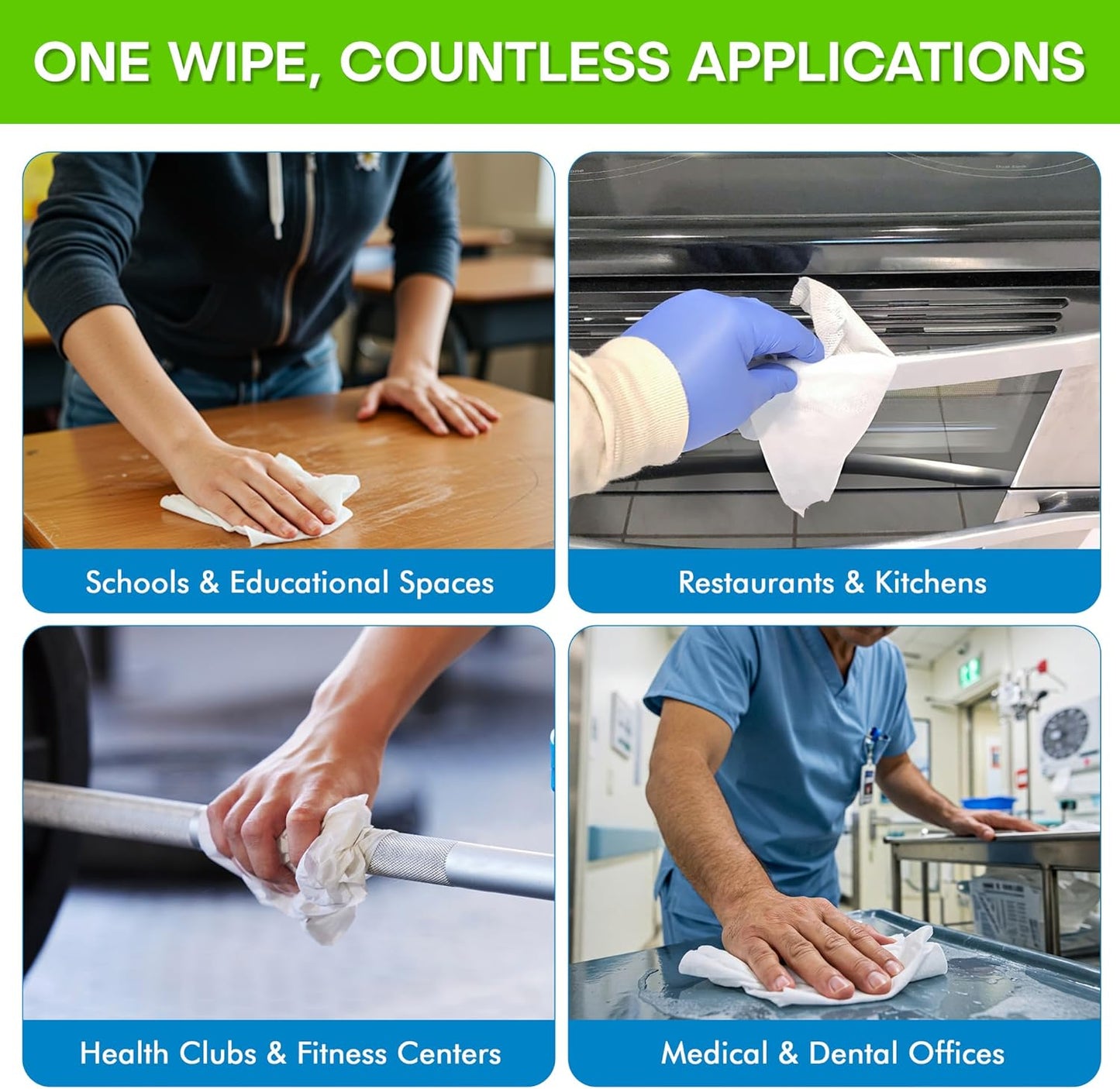 Zoom Evolution Multi-Purpose Antibacterial Wipes, 3,200 Count – 4 Rolls of 800 Wipes Each, Disinfecting Cleaning & Sanitizing Solution for Home, Kitchen, Gym, Car & Office, Quick-Dry, EPA-Registered