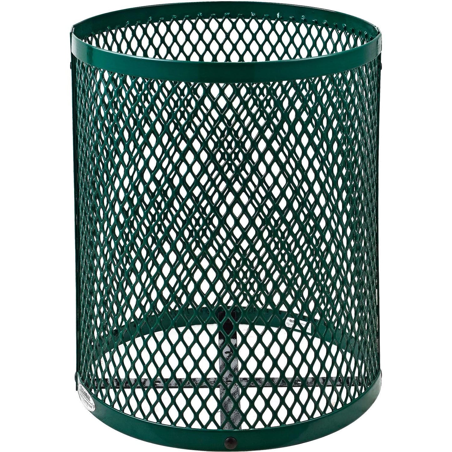 Global Industrial 36 Gallon Outdoor Steel Trash Can with Dome Lid, Plastic Liner and Anchor Kit Included, 23-1/2" Diameter x 40" H, Powder Coat Finish, Unassembled, Green