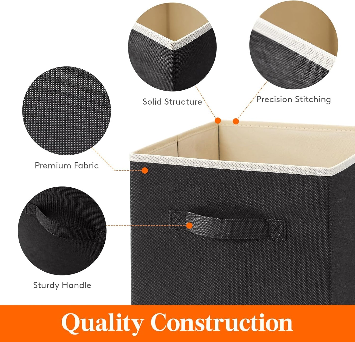 Lifewit 16 Packs Storage Cubes, 11 Inch Cube Storage Bins, Foldable Decorative Fabric Storage Baskets for Organizing Home Organizers with Handles for Shelves, Closet, Black