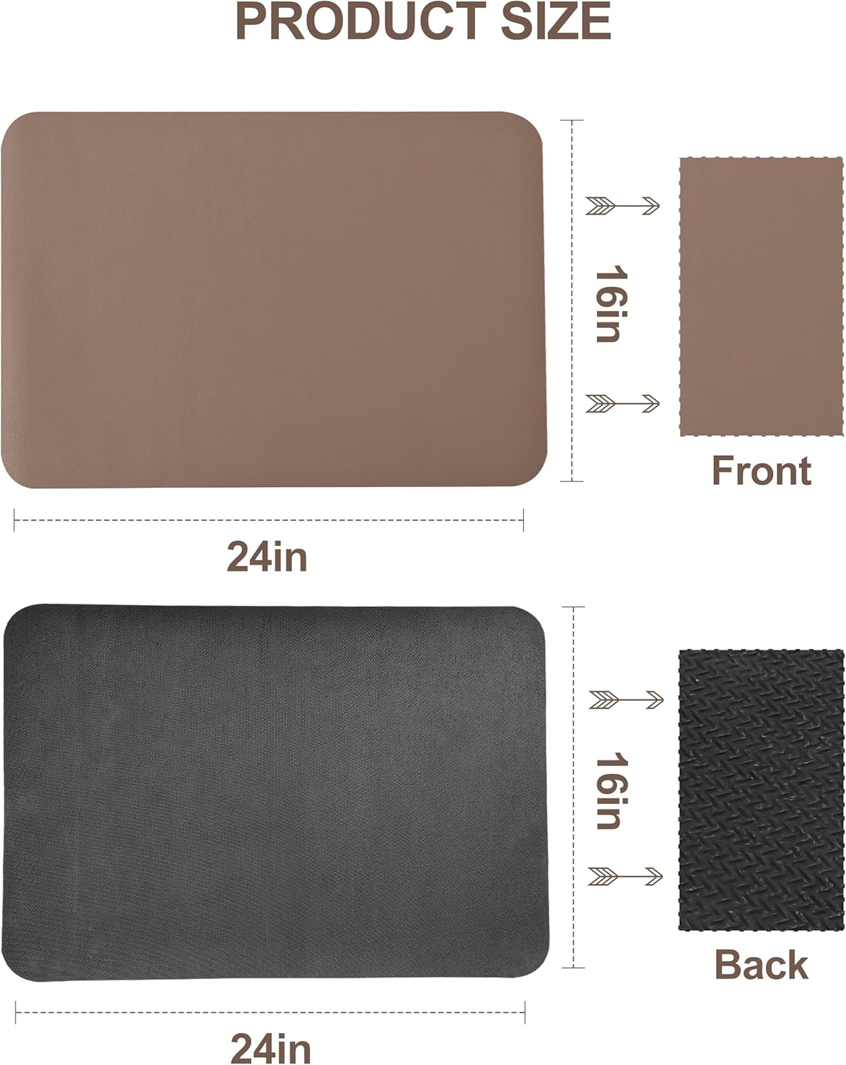 Dish Drying Mat for Kitchen Counter, 16"x24" Dish Drying Pad with Non-slip Rubber Backed, Hide Stain Anti Absorbent for Kitchen Counter, Drying Mat for Coffee Machine Dish Rack (Brown)