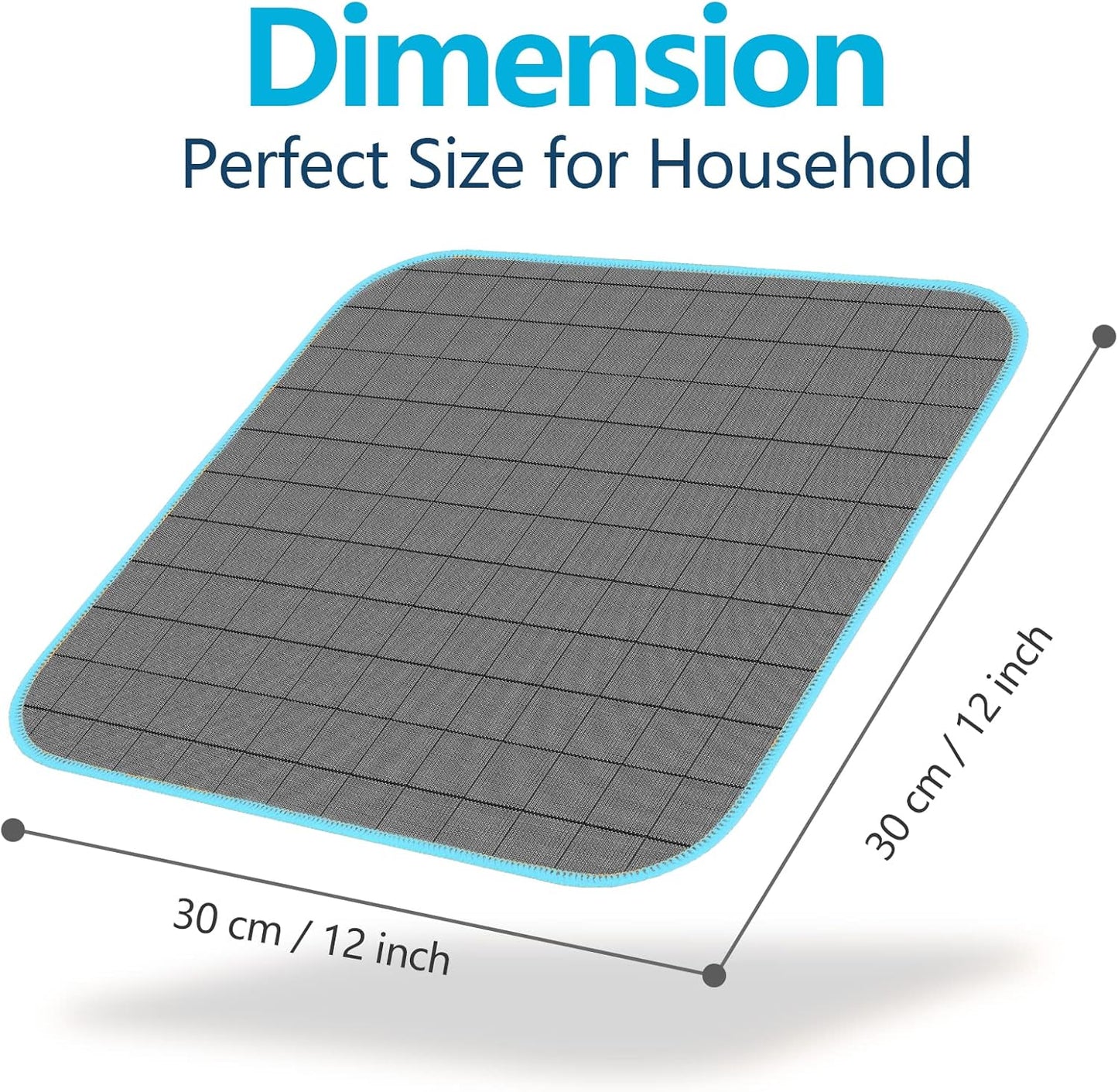 Airlab Carbon Microfiber Towels for Car Glass Window Polishing Cleaning Cloth Auto Detailing Lint Free Streak Free Drying Car Wash Towel, Pack of 3, 12" x 12", Grey-Blue