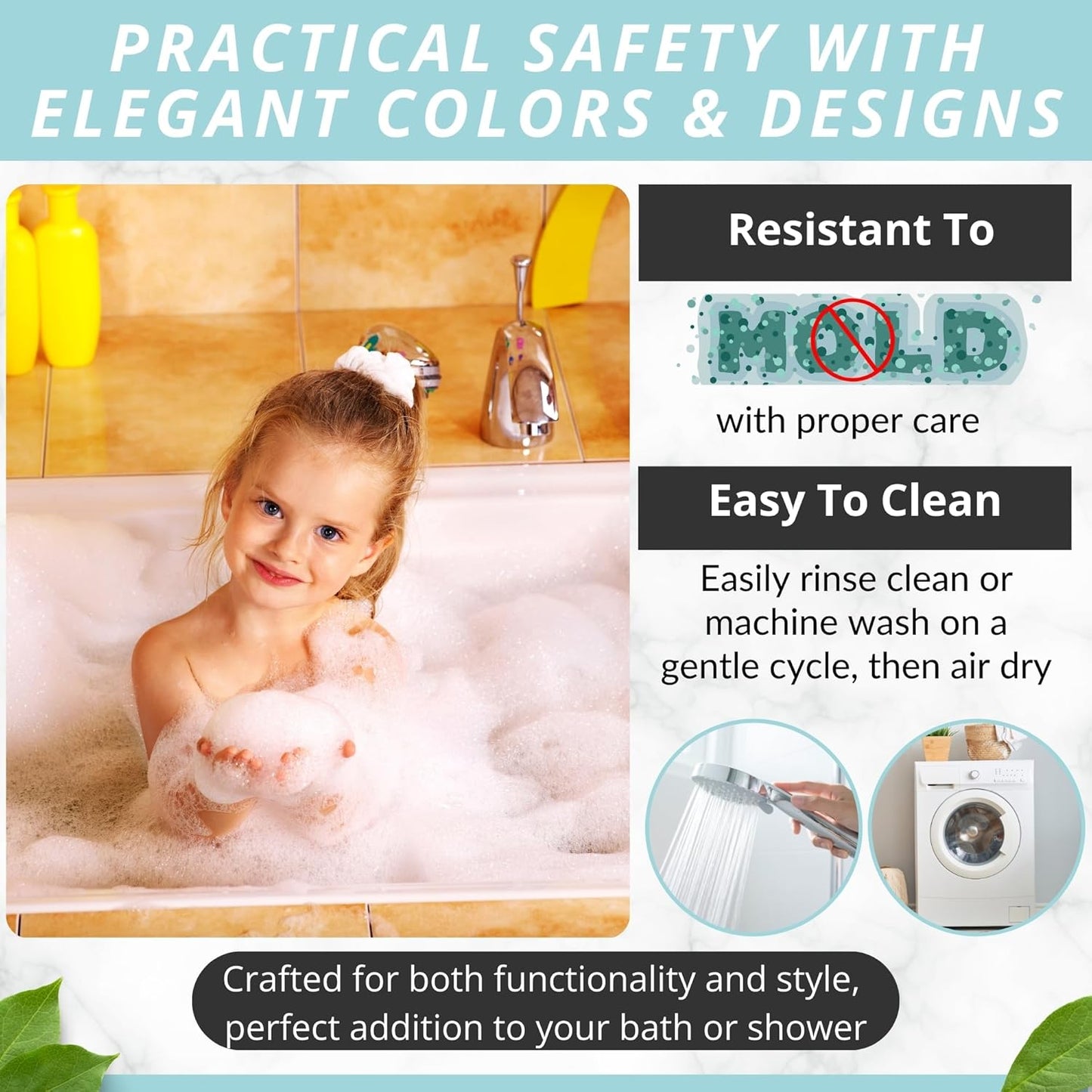 Kids Non Slip Bath Mat - Baby Bath Mat Non Slip - Bath Tub Mat Kids - Bathtub Mat Non Slip Baby - Baby Tub Mat - Baby Bath Mat for Tub - Anti Slip Shower Mat Kids - Bath Mat Toddler (Bath Aquarium)