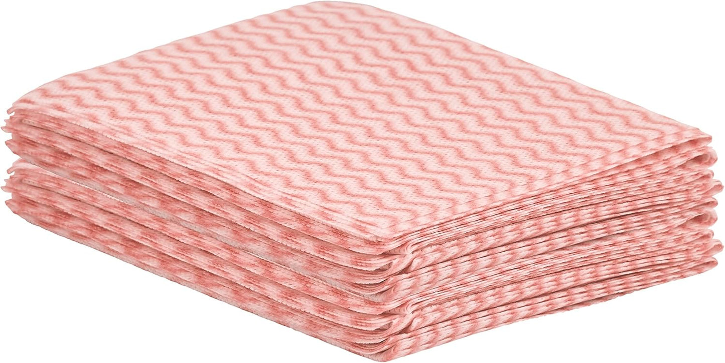 Superio Handy Wipes For Kitchen - Red Reusable Multi-Purpose Heavy-Duty Cleaning cloth for house, Bathroom, and office. Disposable Dish Towel (10)
