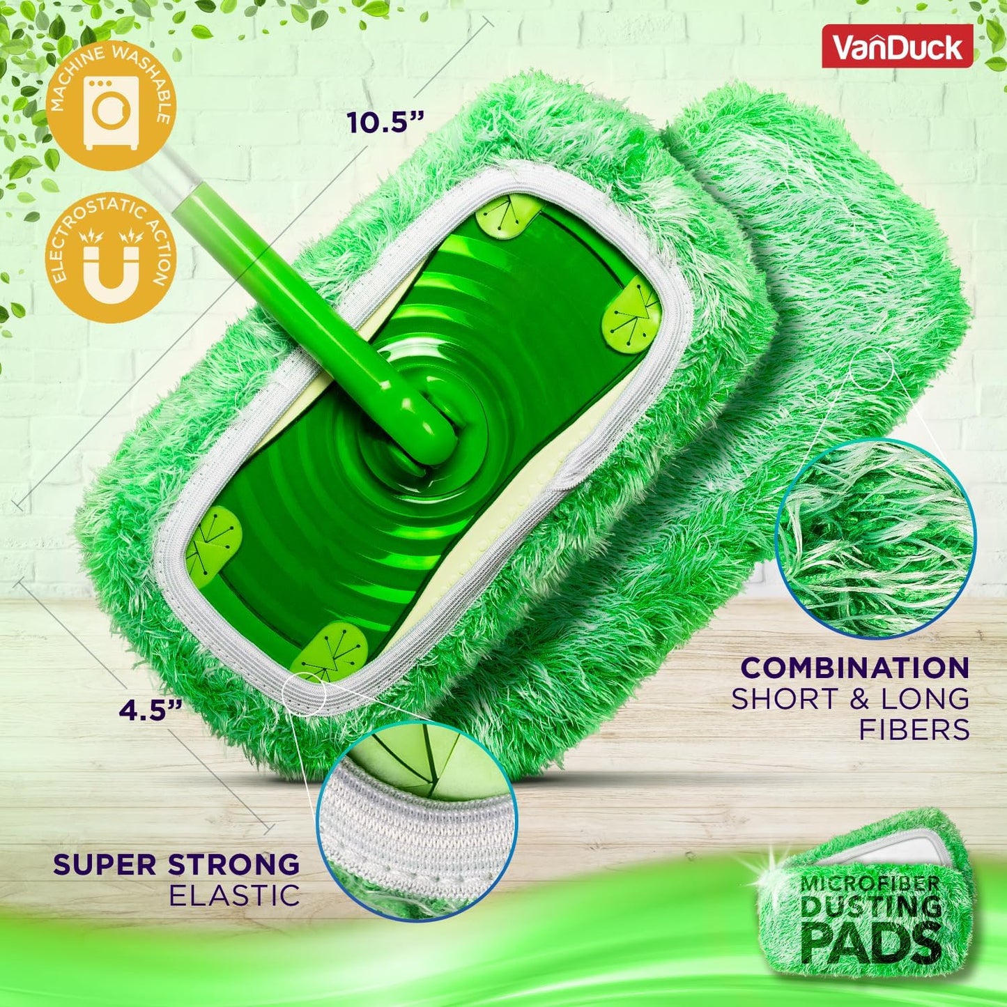VanDuck Floor Duster Refill Compatible with Swiffer Sweeper Mop (4 Pack) - Microfiber Pet Heavy Duty Dry Cloth Refills - Reusable Mop Pad
