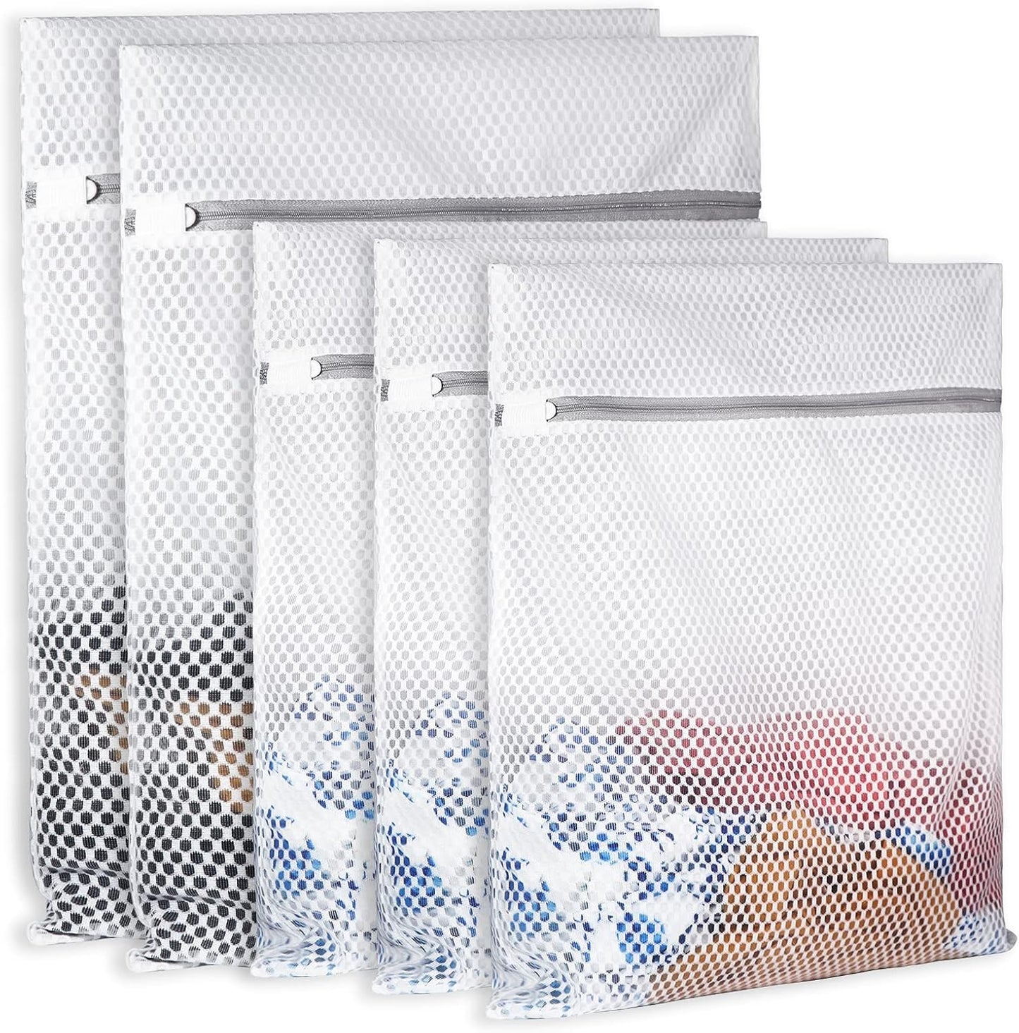 Extra Large Honeycomb Mesh Laundry Bag125gsm Net Fabric Durable and Reusable Delicate Wash Bag,Travel Organization Bag for Lingerie,Clothes,Jeans,Bath Towel,Sock (2Large, 3Medium)