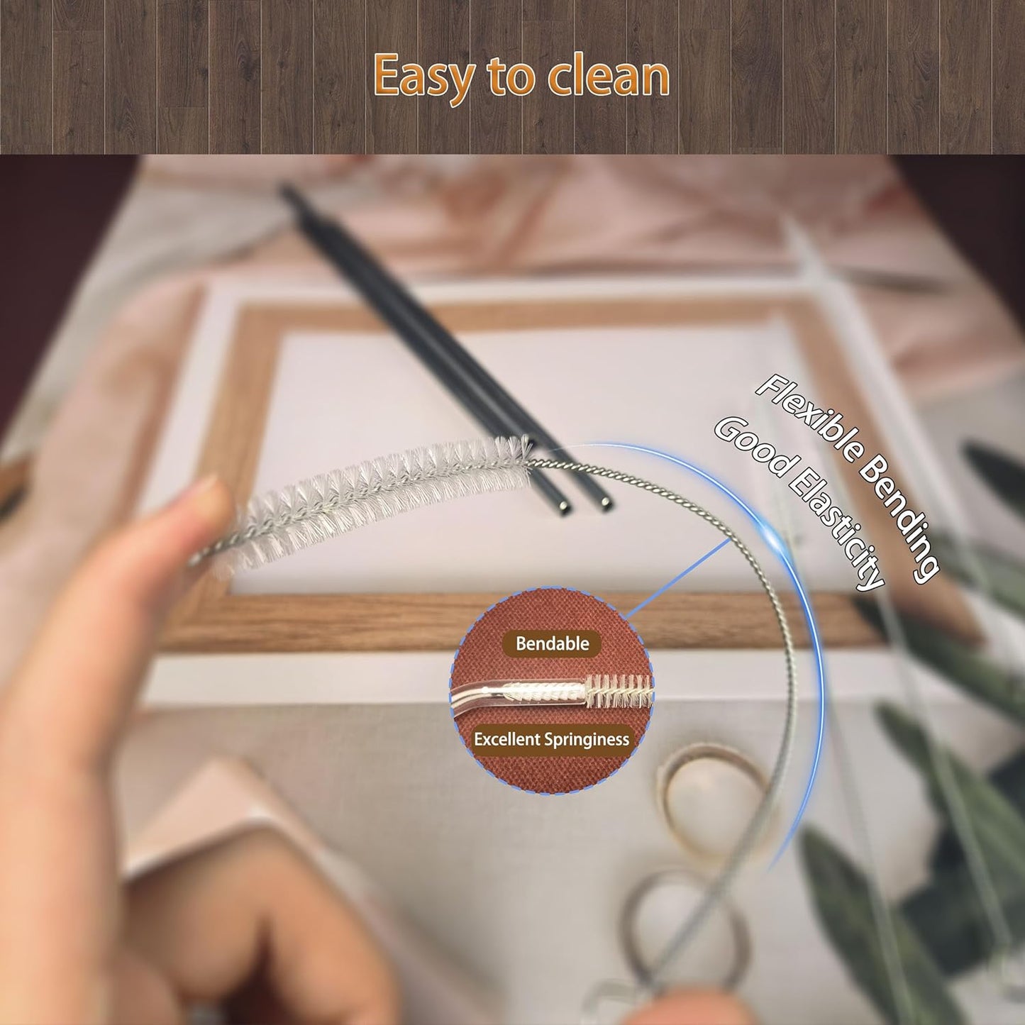 12-inch Extra Long Straw Cleaner Brush, Straw Brush Extra Long with Nylon Bristles, Straw Cleaning Brush Extra Long for Baby Bottles, Glass/Silicone Straws Piper Cleaners.