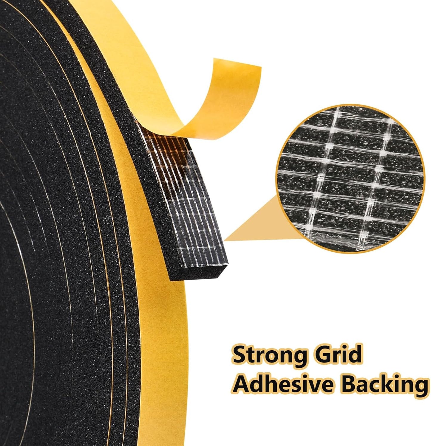 26Feet Weather Stripping Seal (1 Inch X 1/8 Inch) for Door Window, High Density Foam Tape, Soundproofing, Insulation Strip, Door Sealers for Door Frame- Black