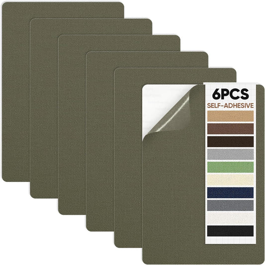 Canvas Repair Patch 5.5 x 8 Inches 6Pcs Self-Adhesive Waterproof Canvas Patch Kit for Repairing Tents,Sofas,Boat Covers,Camping Chair,Awnings,Car Seats.（Army Green）