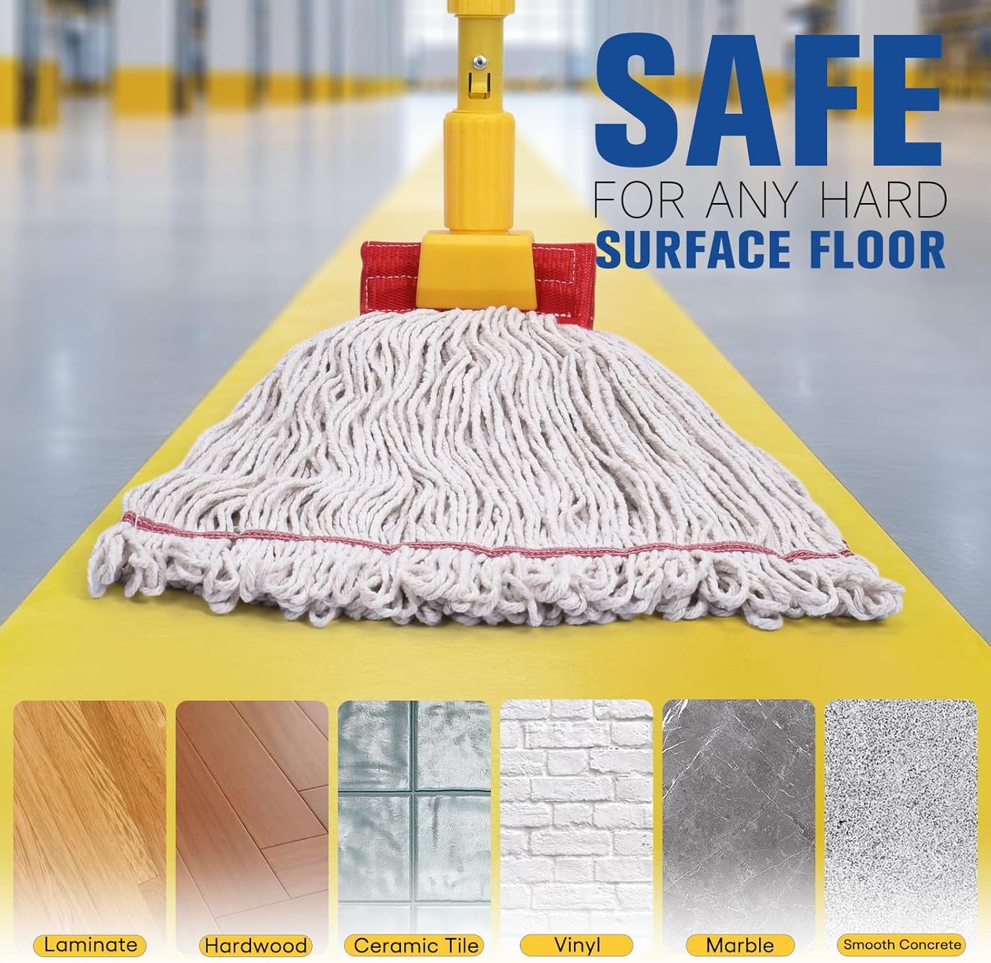 Matthew Cleaning Commercial Mop Head Replacement, 5 Inch Wide Headband, Looped End Cotton Blend String Wet Mops for Floor Cleaning, 18 oz Medium, 1-Pack White