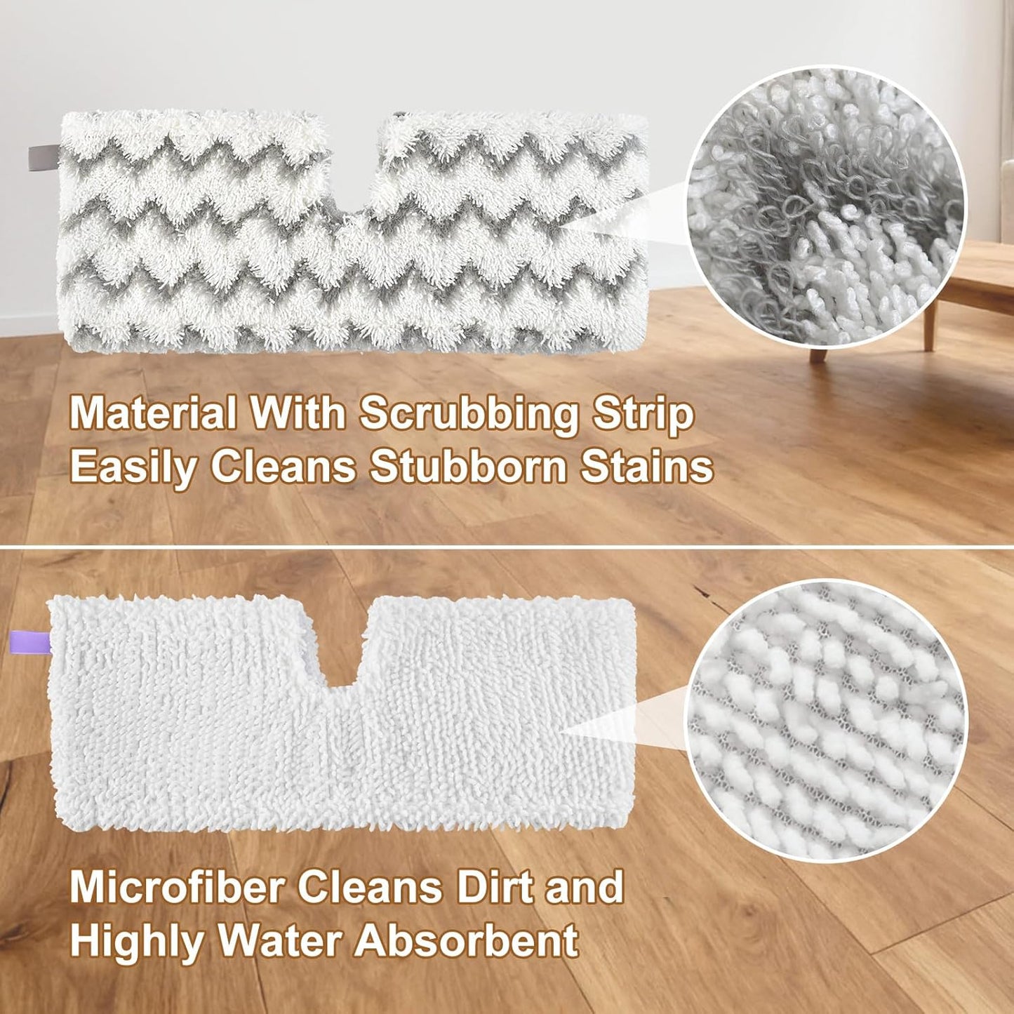 Microfiber Mops for Floor Cleaning, Dust Mop for Hardwood Floors with 2 Heavy Scrub Mop Pads, 2 Microfiber Pads and 4 Section Adjustable 58” Long Handle, Double-Sided Flip Flat Mops for Hardwood