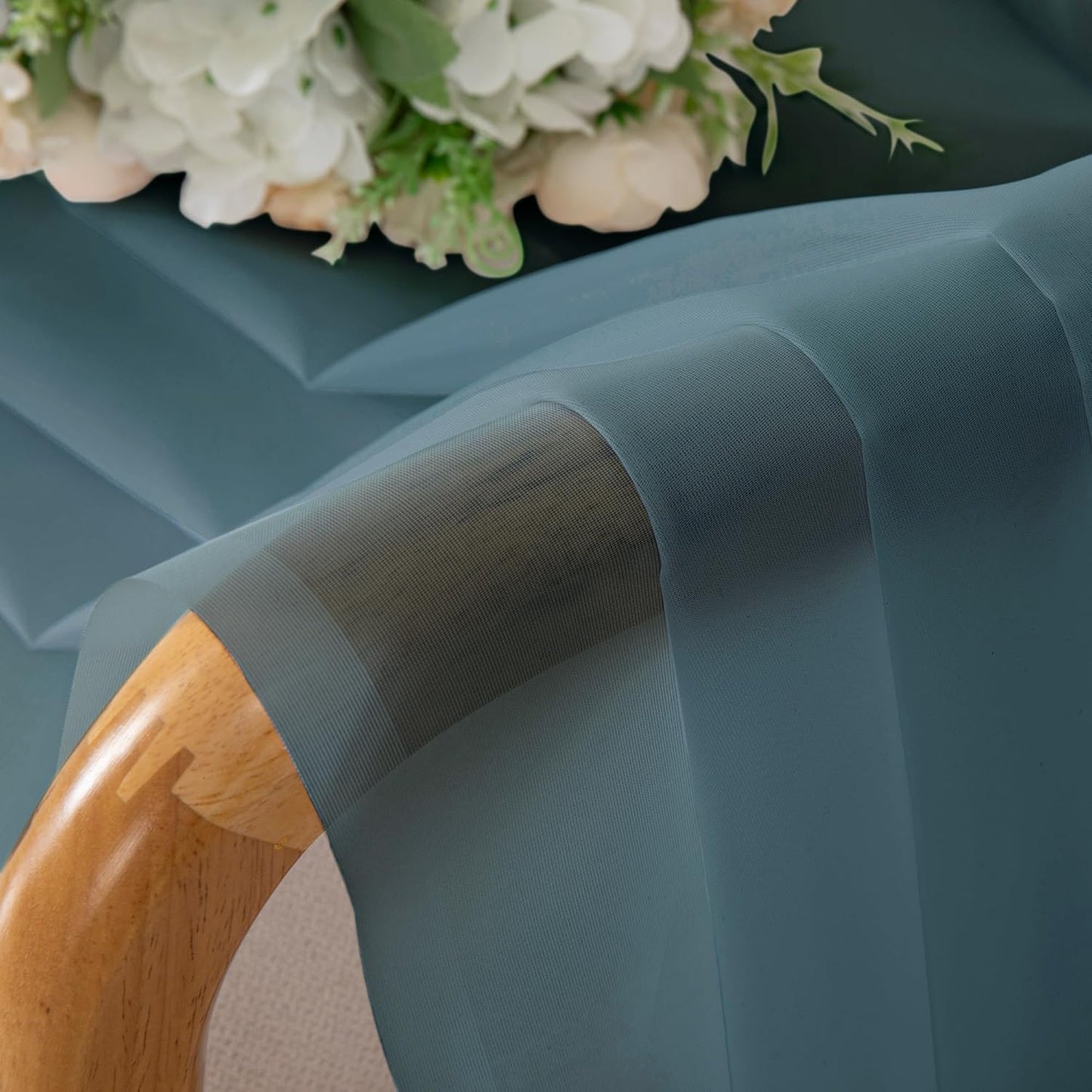 Chyhomenyc Sheer Stone Blue Curtains 90 inches Long 2 Panels, Light Filtering Soft Airy Solid Elegant Voile Window Treatment Drapes for Bedroom Living Room Wedding Party Decor, 42 Wx90 L Inches