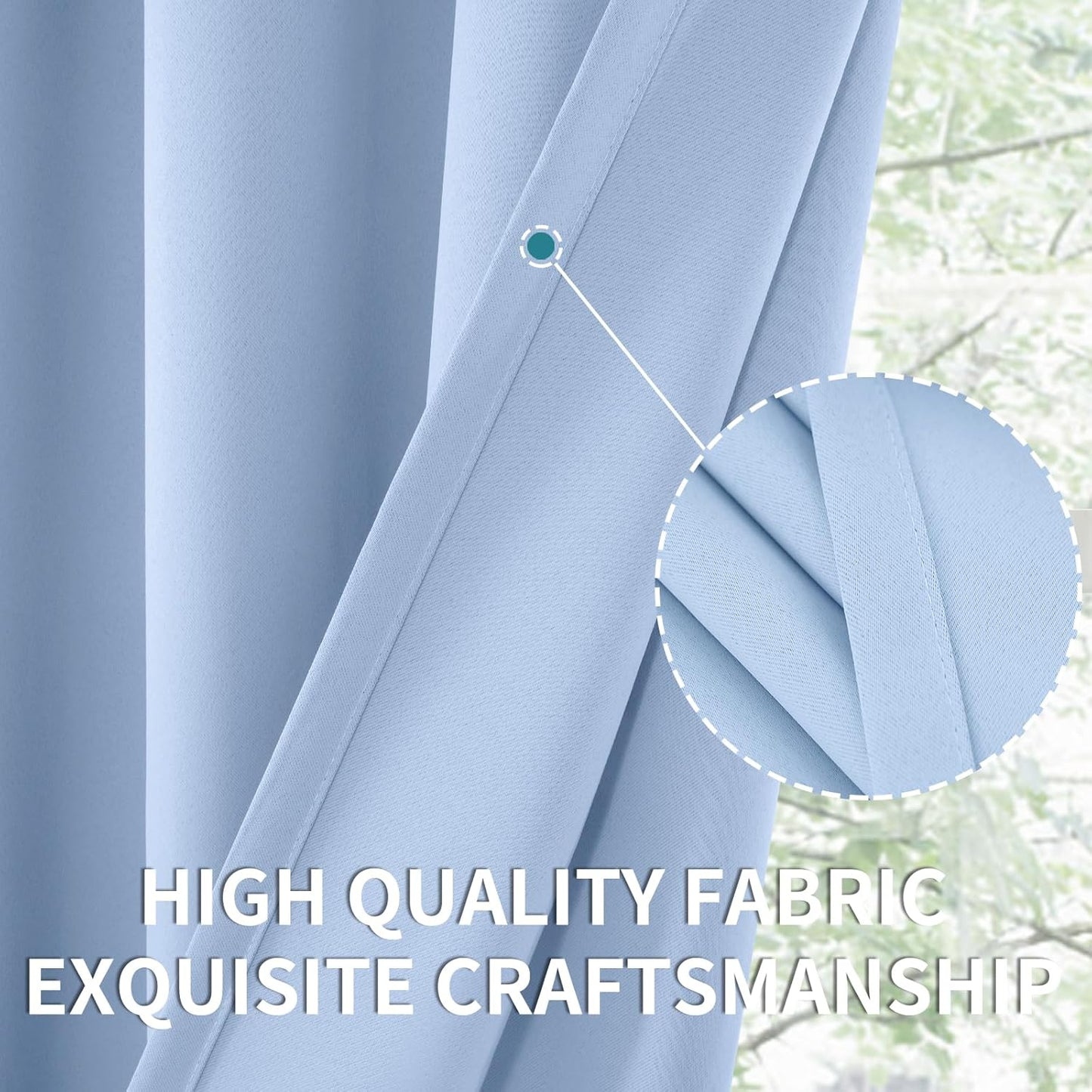 BGment Baby Blue Blackout Curtains 63 Inch Length for Kids Bedroom - Rod Pocket Thermal Insulated Drapes for Nursery Room Darkening Privacy, 52 x 63 Inch, 2 Panels