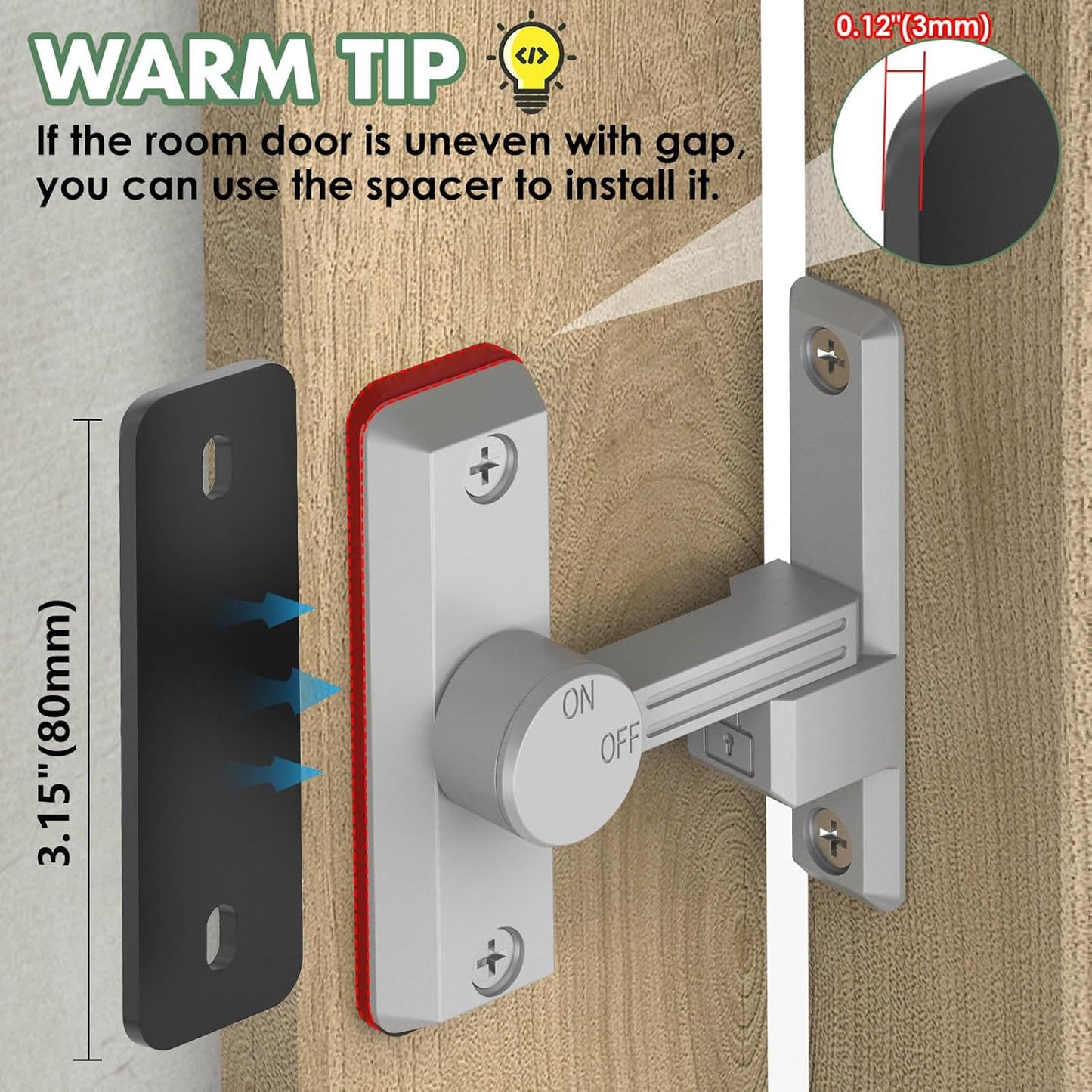 Barn Door Lock Latch, 90/180 Degree Flip Sliding Door Latch for Garage, Bedroom, Cabinet, Sturdy Zinc Alloy Security 90 Degree Lock (White-2 Pcs)