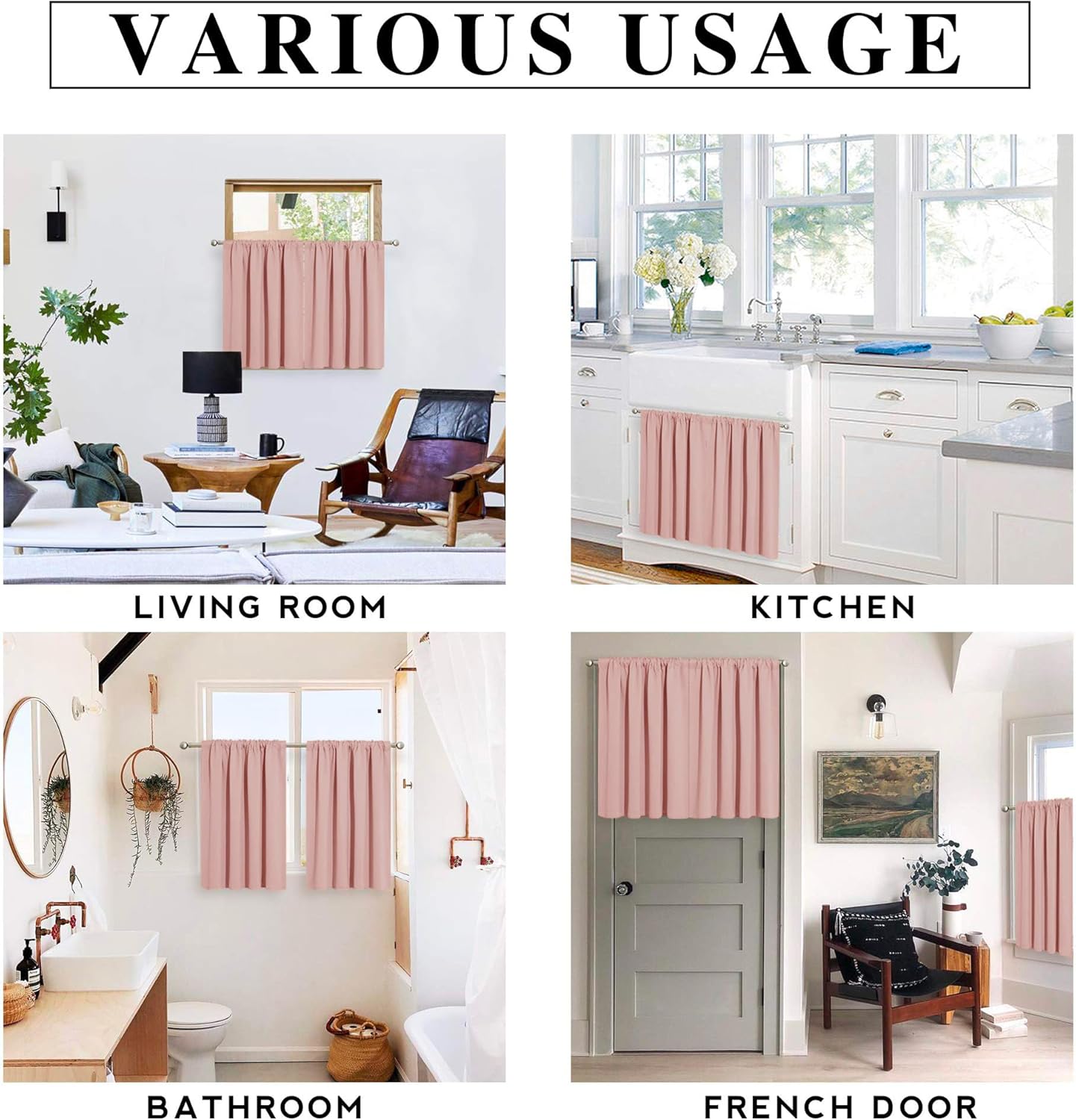 RYB HOME Peach Blush Rod Pocket Blackout Curtains for Bedroom Living Room Dining Baby Nursery Morden Decor Thermal Insulated Room Darkening Curtains,W 42 x L 63 inch,2 Panels