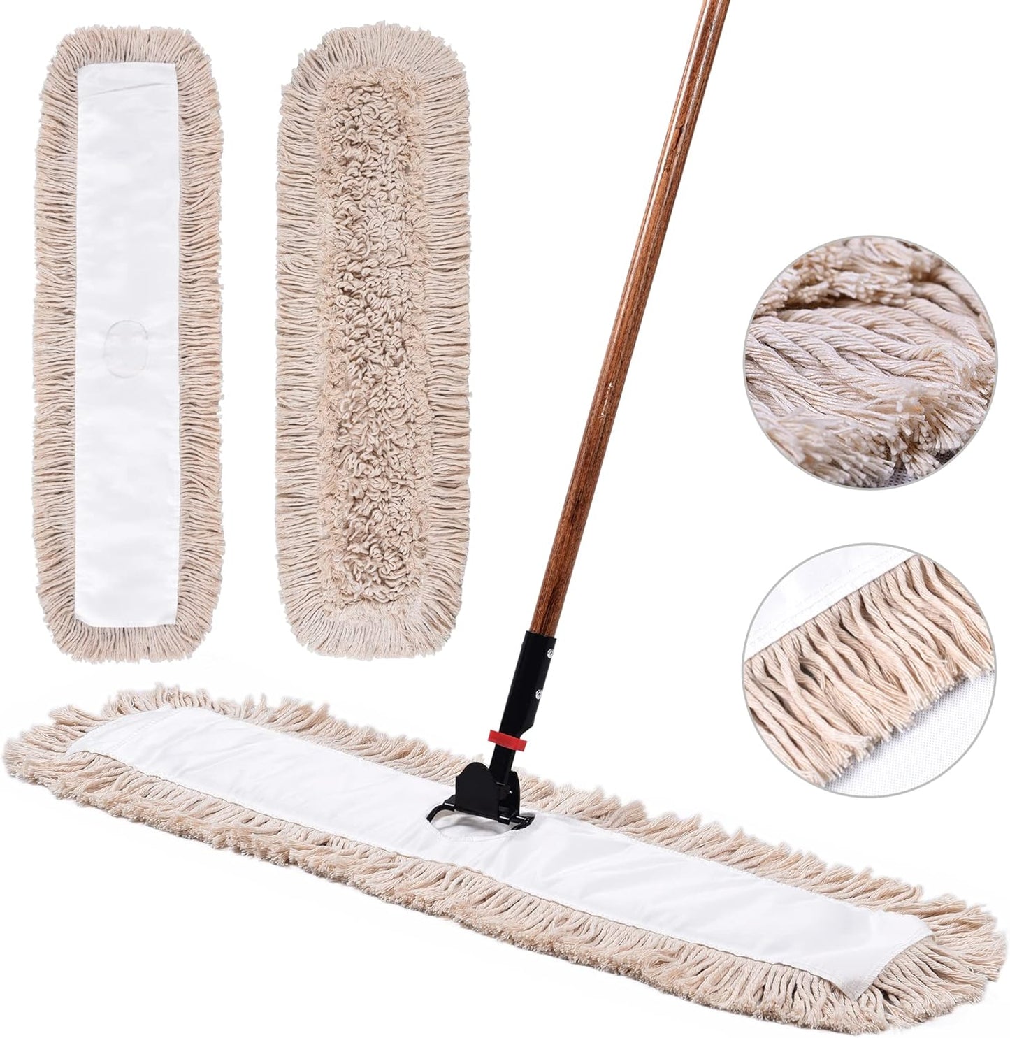 Matthew Cleaning 36'' Cotton Dust Mop Refill Washable Thick Tufted Replacement Heads for Residential & Commercial Use Fit All 36'' Dust Mop Frames, Hardwood, Laminate, Concrete Floors 3 Pack