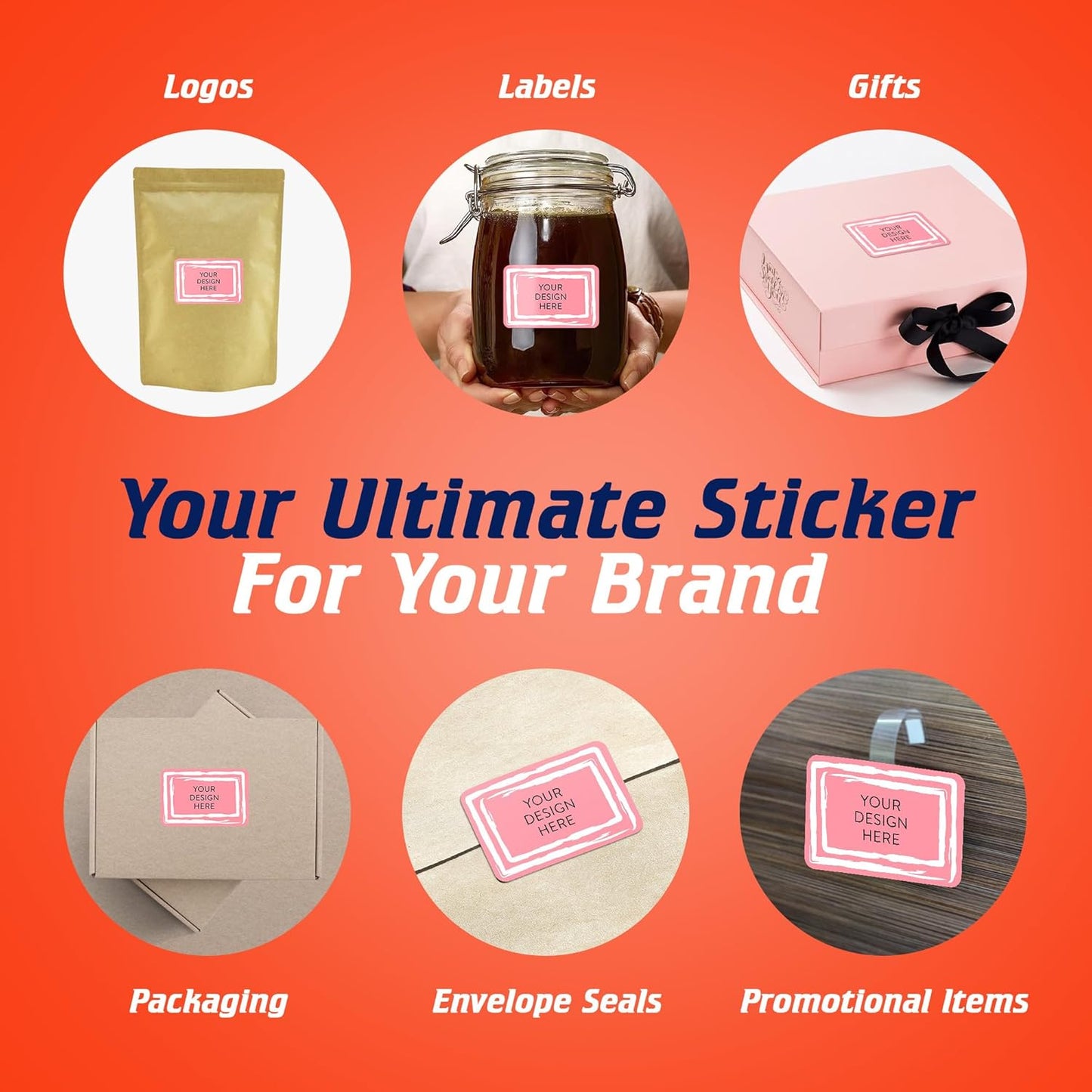 5-1000 Custom Vinyl Stickers - Upload Your own Image, Text, Design, Logo - Personalized Logo Labels for Handmade, Packaging, Bottle, Jars, Candle, Brand Stickers (Pink, 4x2)