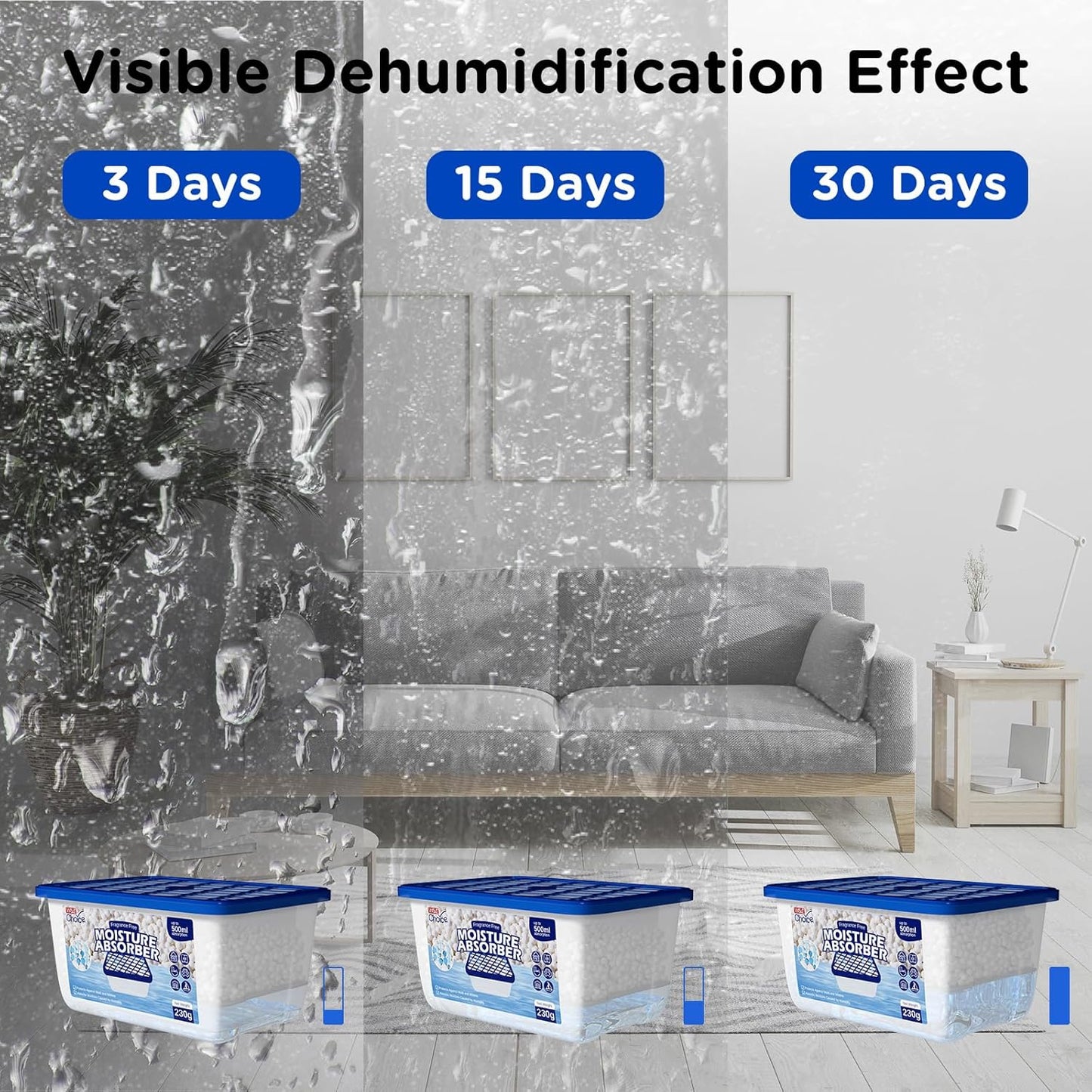 W&E Choice Moisture Absorbers, Portable Humidity Absorber Boxes for Your Bathroom, Closet & Car, Dehumidifier with Fragrance Free, 12 Pack