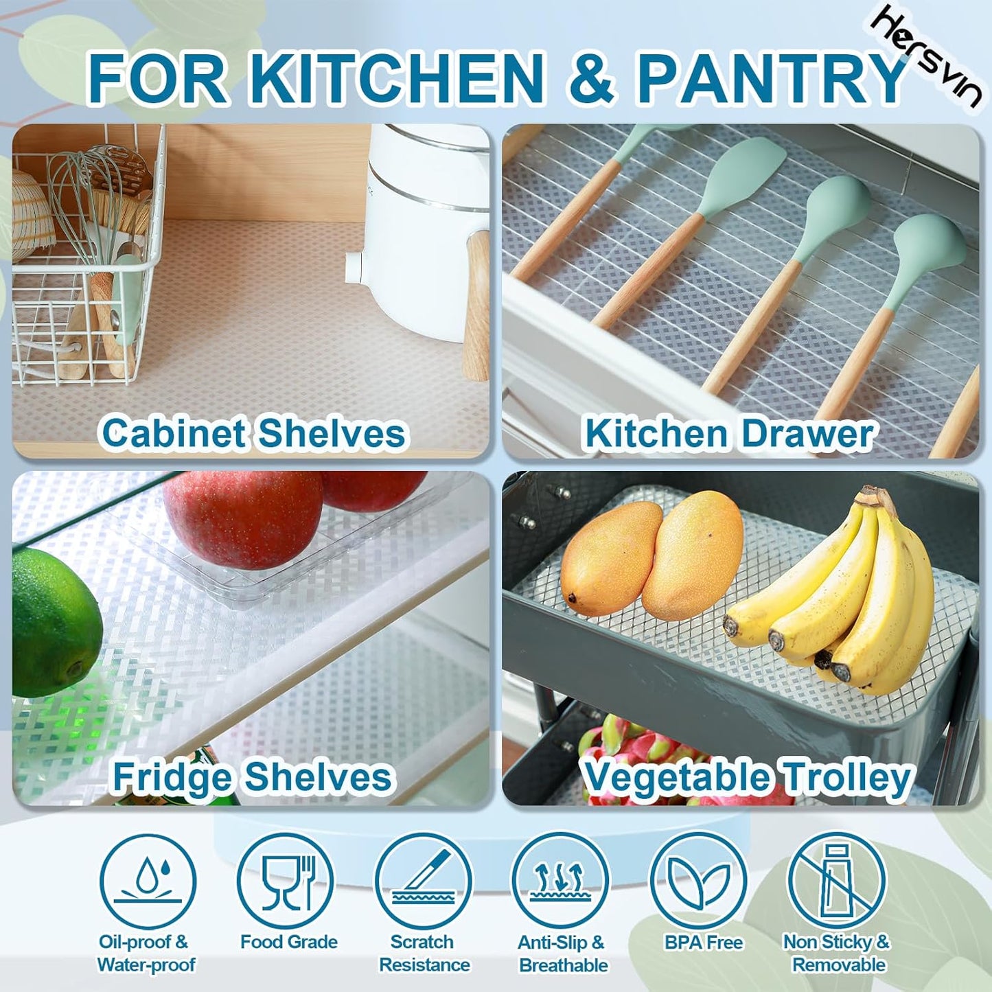 Shelf Liners 24 in x 20 ft EVA Drawer Mats, Non-Adhesive Cupboard Protector, Kitchen Cabinet Lining Fridge Liner (Clear Crossed Stripe, 61x610cm)
