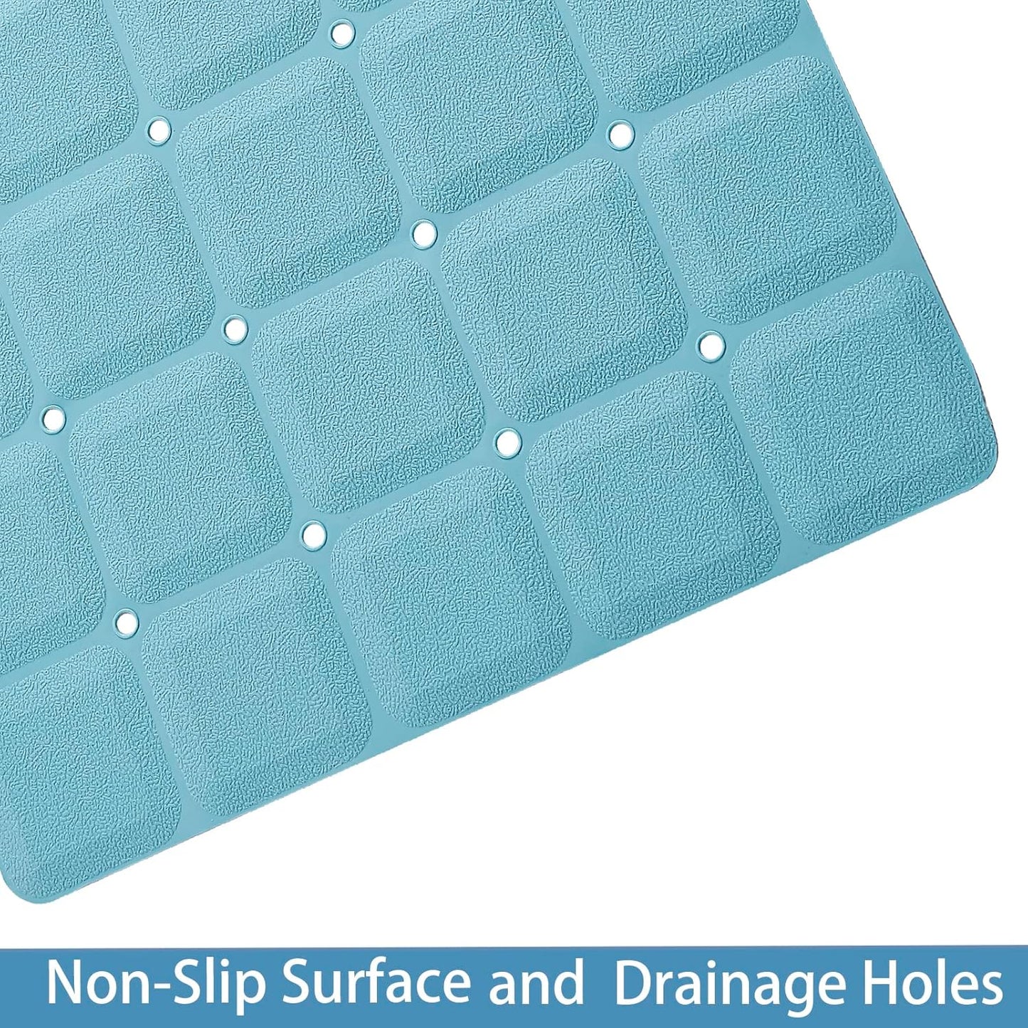 Foldable Silicone Bathtub Mat: Jumbo Size Heavy Duty Safety Bath Mat for Tub Without Suction Cups Non Slip Bath & Shower Mat for Textured, Reglazed, Refinished Tub (Blue, 35.8 x 17.7)
