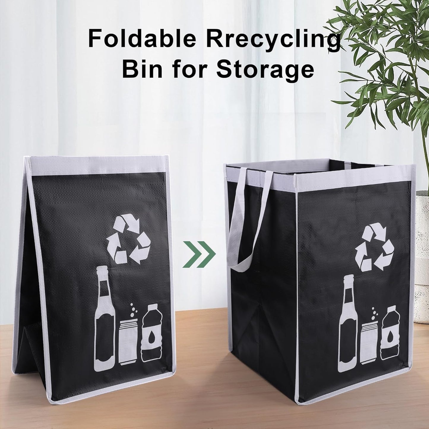 Large Recycle Waste Bag for Kitchen Home- Large Indoor Recycling Bins Trash Sorting Organizer, Reusable and Waterproof, 2 Pack
