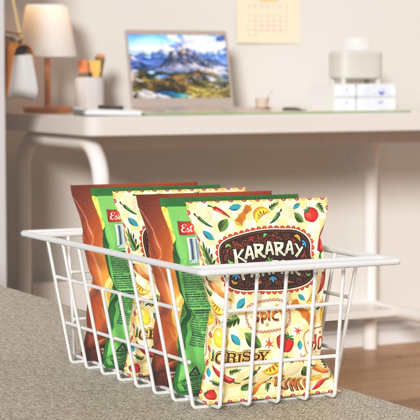 SANNO 17.5in Chest Freezer Basket,Freezer Organizer Bins, Sturdy Metal Wire Freezer Organizer for Home Kitchen