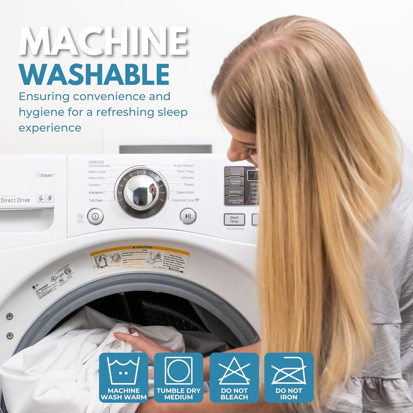 Full/Double 54x75” Premium Waterproof Zippered Mattress Encasement, 100% Cotton, Hypoallergenic, Six Sided Mattress Cover, Invisible Zippered, Soft Breathable up to 15" Deep - Rest Line