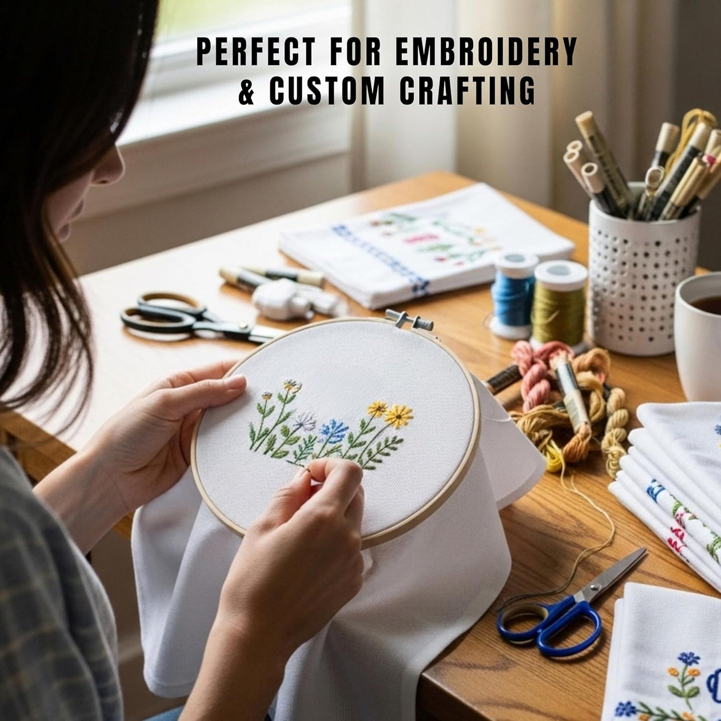 Flour Sack Towels| Tea Towel for Crafts| Kitchen Dish Cotton Blank Towel for Embroidery|Baking Bread Proofing Linen Cover| Thick Absorbent Quick Dry| 6 Pack 18"x28" White