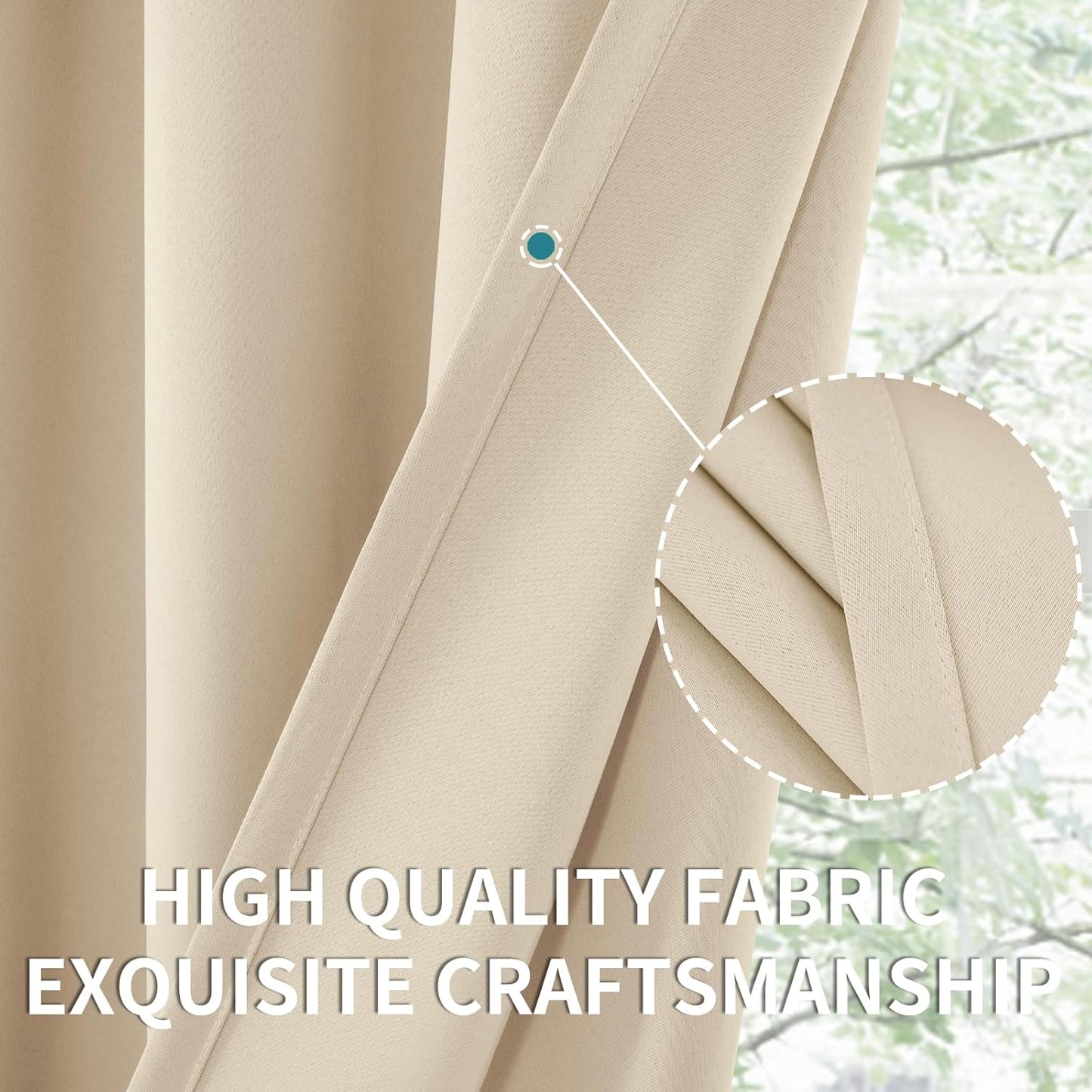 BGment Champagne Curtains for Kitchen Cafe Window 29 x 36 Inch - Small Half Window Drapes with Rod Pocket for Bathroom Rv Thermal Insulated Blinds, 2 Panels
