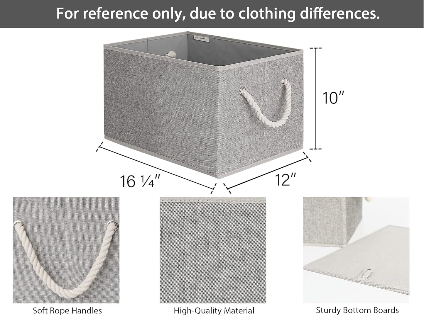 StorageWorks Storage Baskets for Shelves, Foldable Fabric Closet Storage Bins with Handles, Fabric Storage Bins Clothes Organizer, Gray, 3-Pack, Extra Large