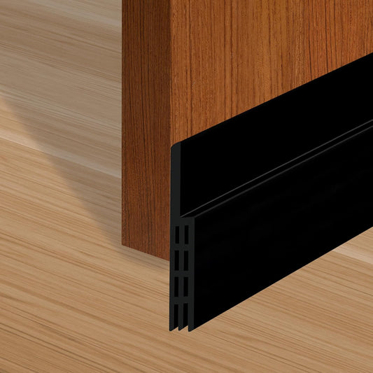Adhesive Backed Door Draft Stopper – Silicone Under Door Sweep for Interior & Exterior Doors, Noise & Air Insulation, Self Stick Weather Stripping Door Seal, 2" W x 39" L (Black) by Randall Mfg