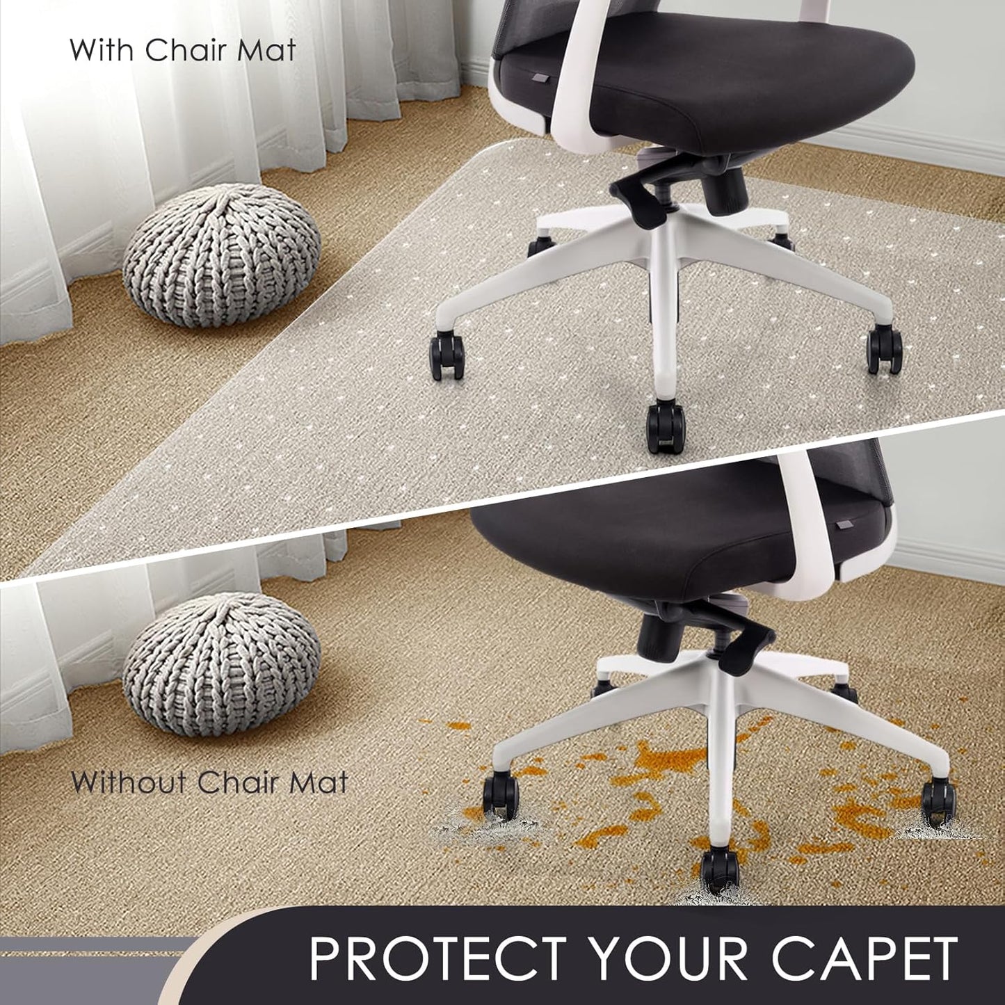Kuyal Office Chair Mat for Carpet, 32x48 Clear Heavy Duty Computer Chair Mat, Under Desk Protector Carpeted Floors Mat, Easy Chair Movement,Ship Flat