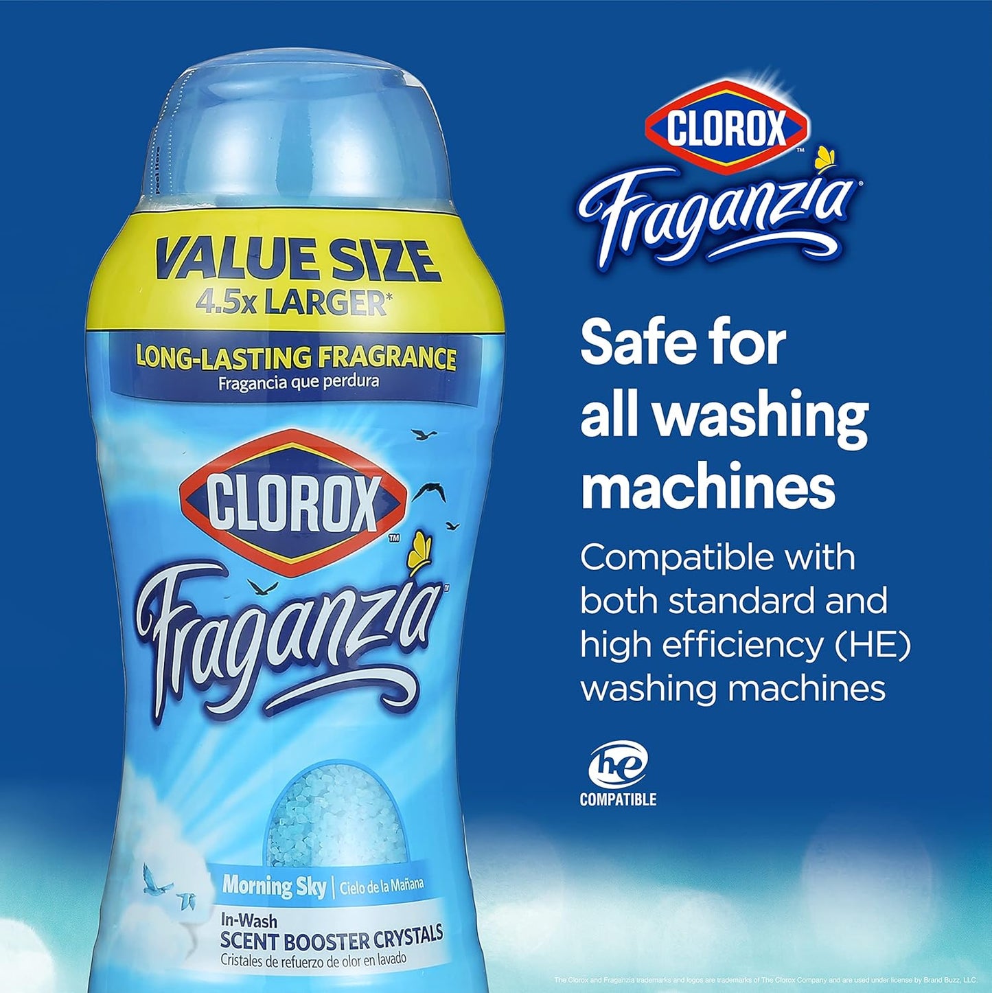 Clorox Fraganzia Laundry Scent Booster Crystals in Morning Sky Scent - Scented In-Wash Freshener Beads for Fresh, Clean, Great Smelling Clothes and Linens, 70 Oz