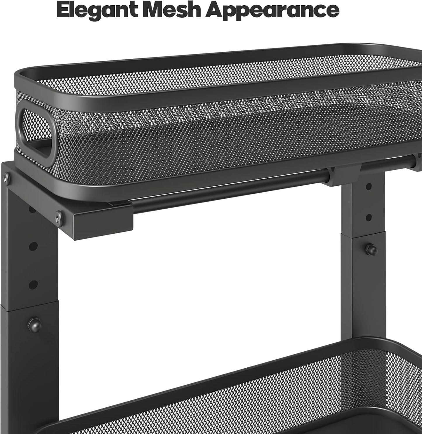 1 Pack 15.7IN-Depth Under Sink Organizer With Smooth Cylindrical Rail,2-Tier Pull Out Multi-Purpose Cabinet Storage for Bathroom&Kitchen,Height Adjustable,Rust-resistant Coating-Gun Gray