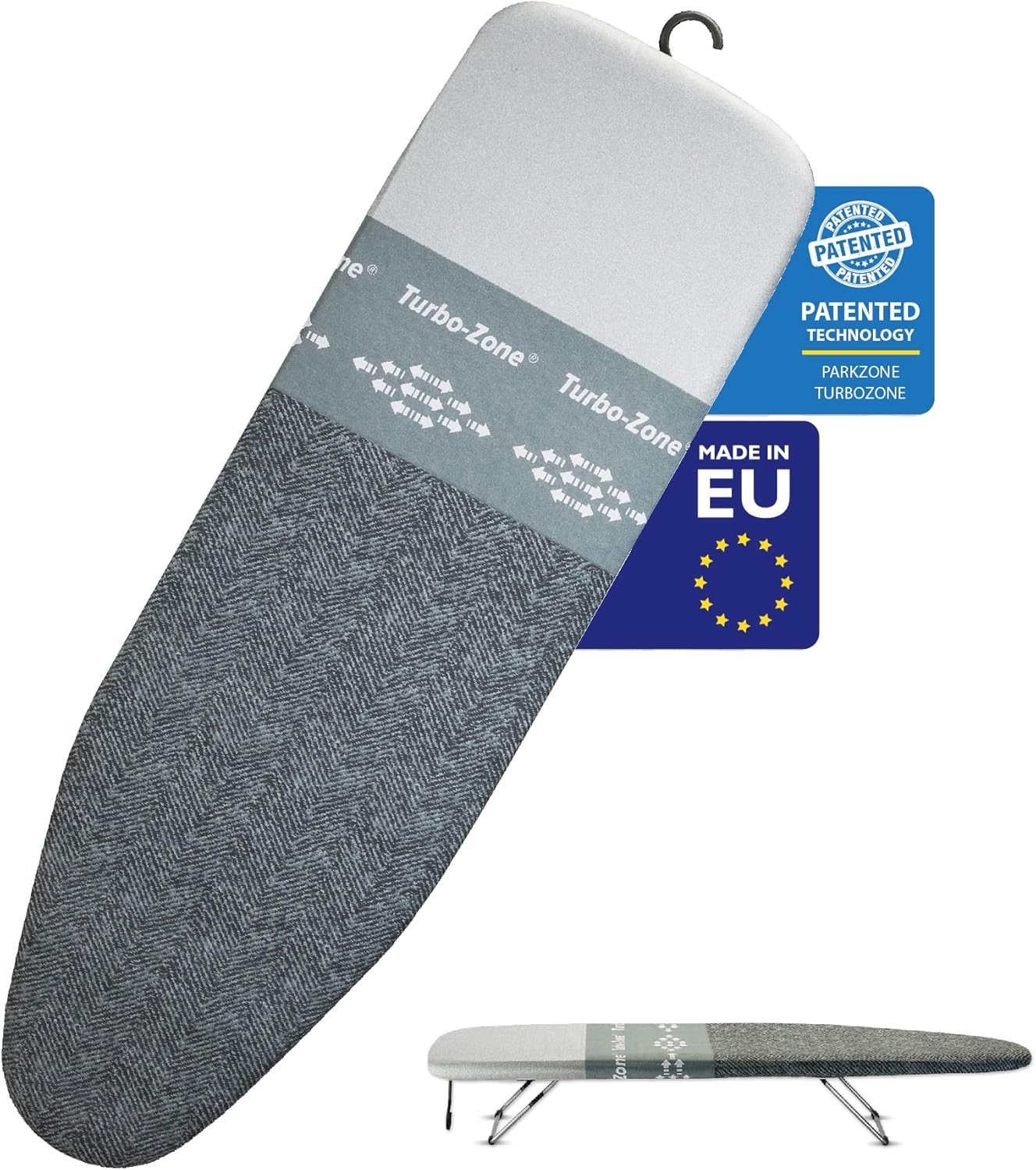 Bartnelli Smart Hanger Tabletop Ironing Board | Designed and Made in Europe with New Patent EZ Glide Technolgy, & Park Zone, European Quality and Innovation (Size-34x12)
