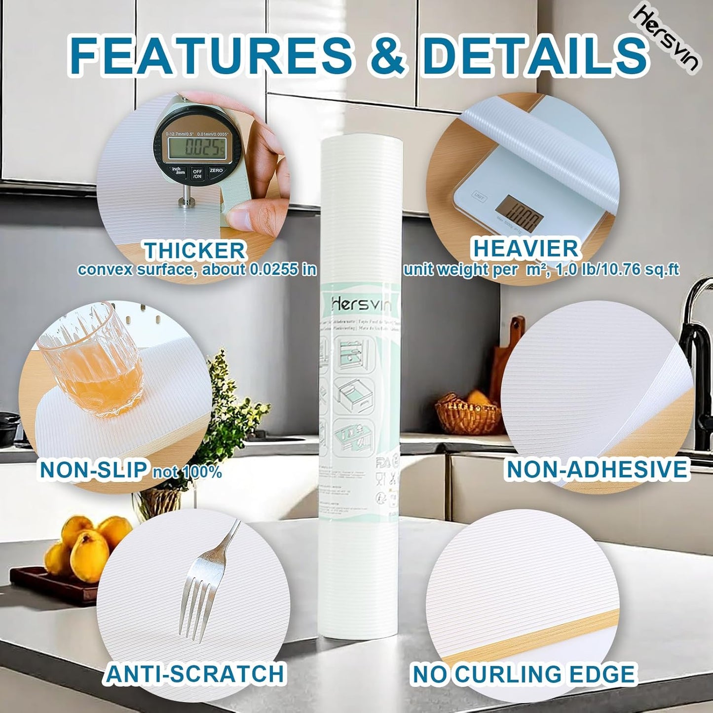 Shelf Liners 24 in x 20 ft EVA Drawer Mats, Non-Adhesive Cupboard Protector, Kitchen Cabinet Lining Fridge Liner (Clear Stripe, 61x610cm)