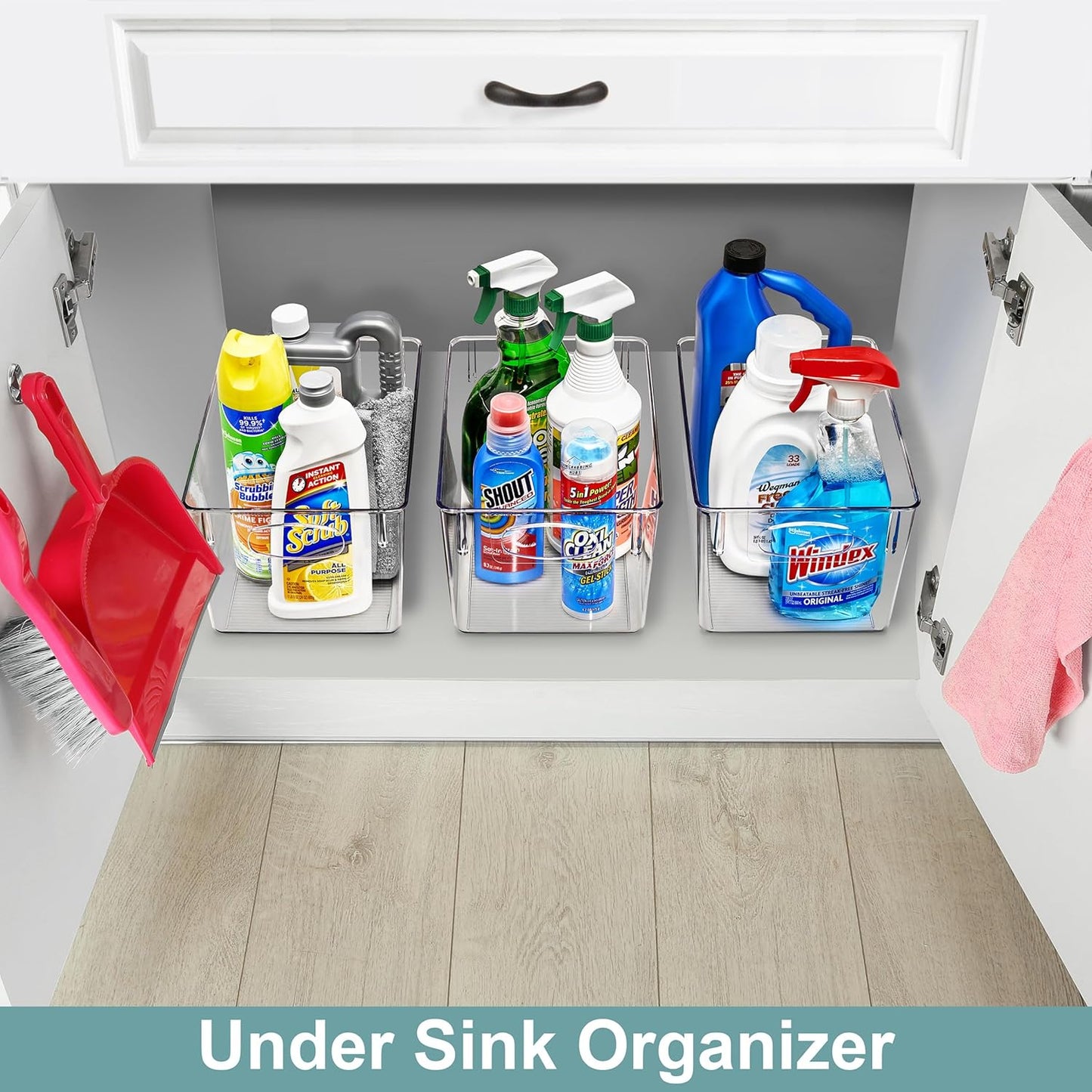 Sorbus 8 Pack Large Clear Plastic Storage Bins, Clear Organizer Bins with Handle for Kitchen, Pantry, Cabinet, Refrigerator, Craft, Toys, Clothes, Closet, Under Sink, Bathroom Organizers and Storage