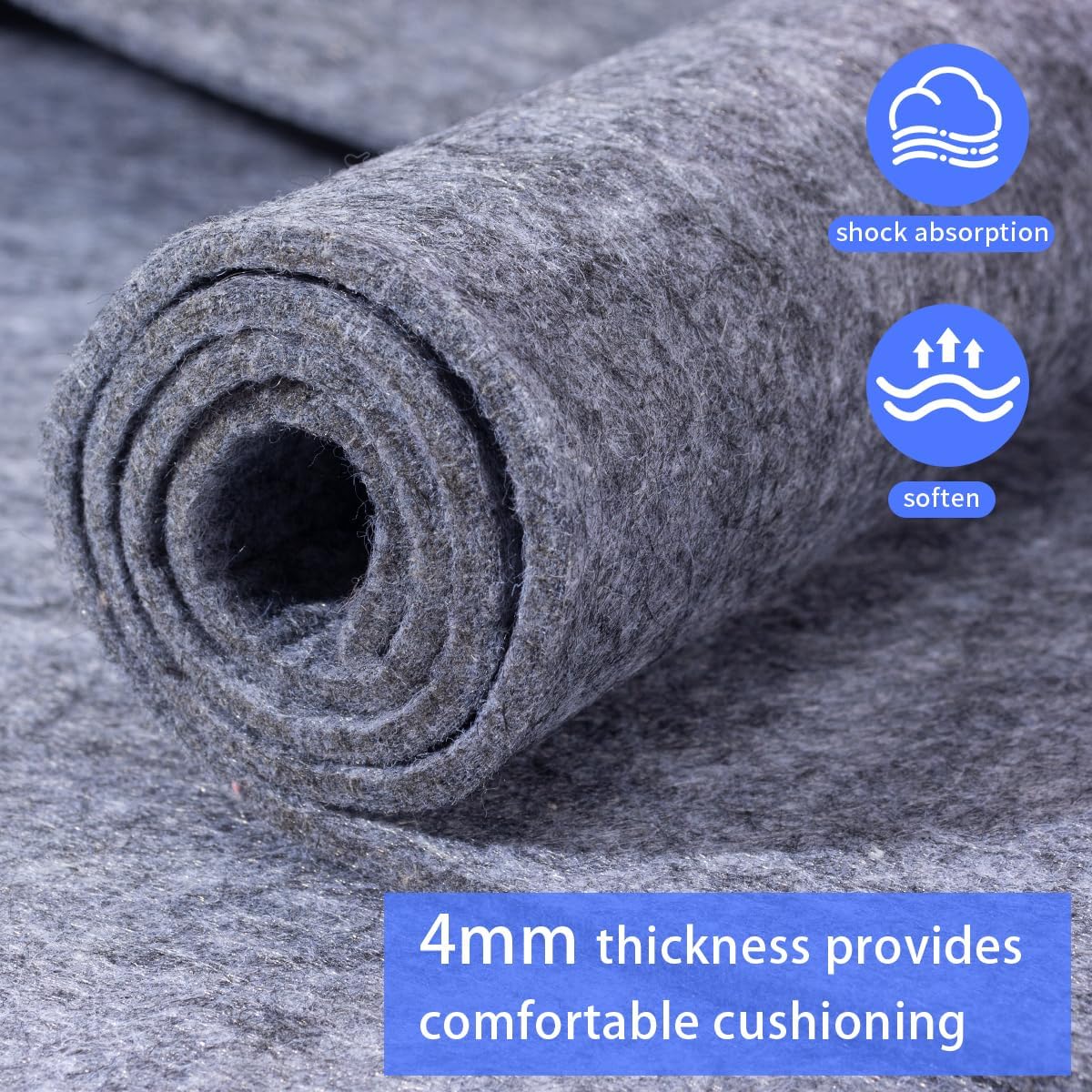 Extra Large Area Rug Pad, 9x12 Ft Cushioned Carpet Pad, Thick Felt Pad for All Floors, Keeps Rug in Place Soft