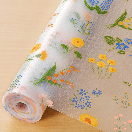 INNOLITES Non-Slip Shelf Liner – Cabinet & Drawer Liner Non-Adhesive – Waterproof Oil-Proof – Durable EVA with Floral for Kitchen Cabinets Refrigerator – BPA-Free, Easy to Cut 17.7" x 360"