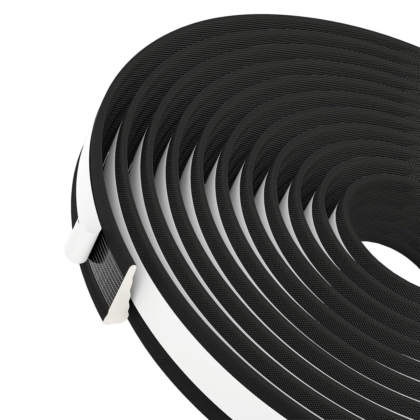 QDiShi 118" Wedge-Shape Weather Stripping Door Seal Weatherproof Foam Seals Self Adhesive Insulation Anti-Collision Strip Soundproofing Frame Insulation Tape Fits 0.13-0.31" Gaps(Black)